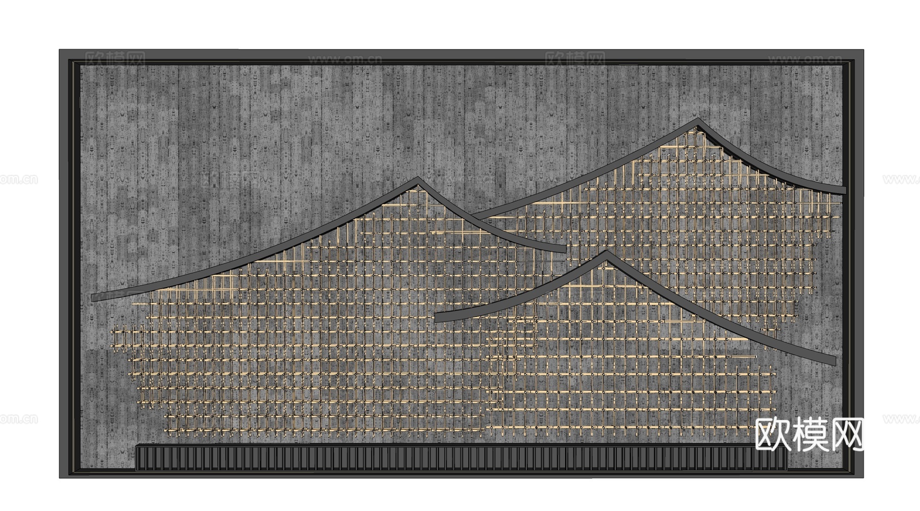 中式形象墙 中式景墙 中式文化墙su模型