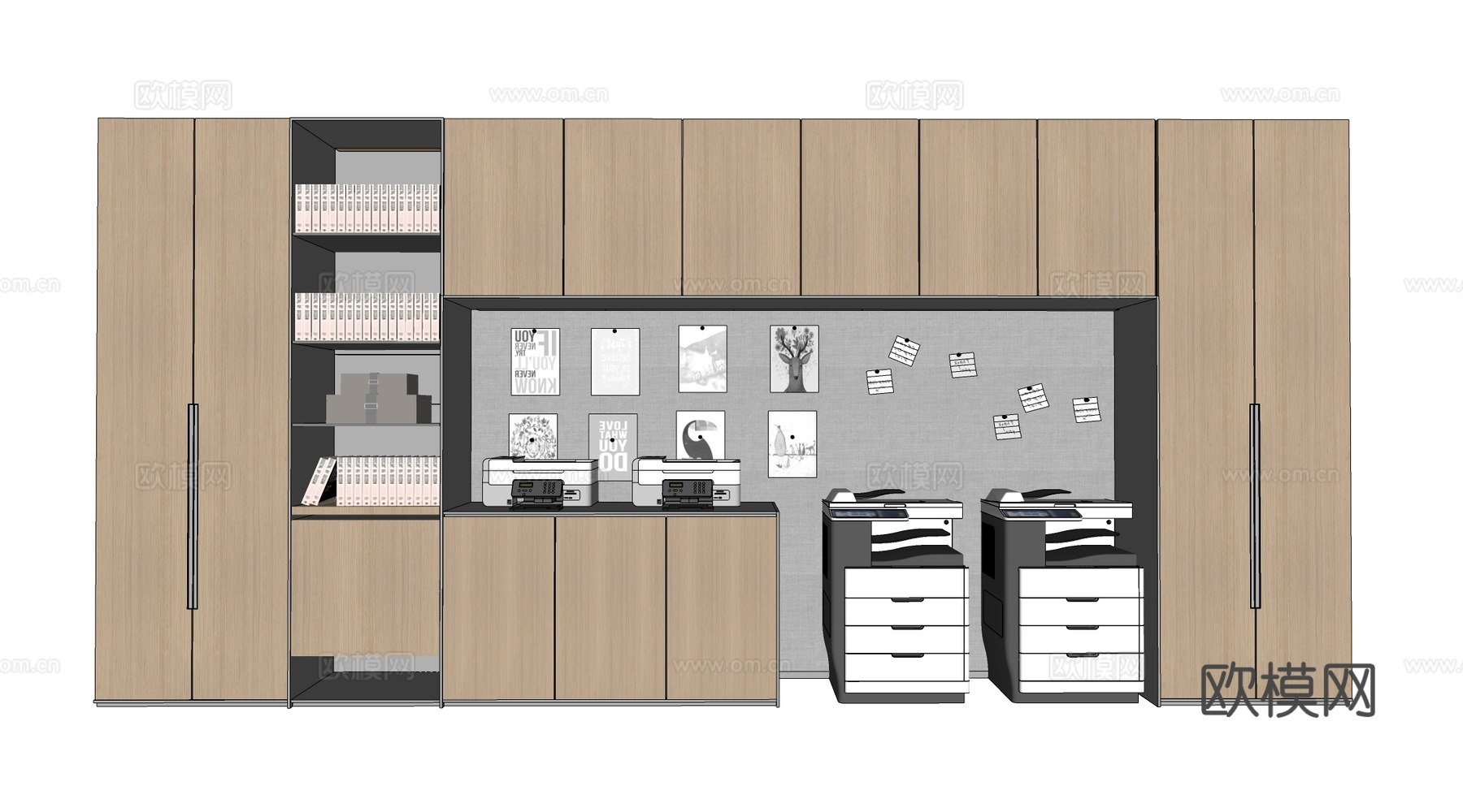 现代打印机柜 办公文件柜 档案柜su模型