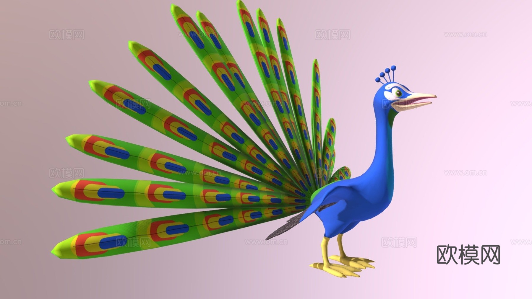 孔雀卡通su模型