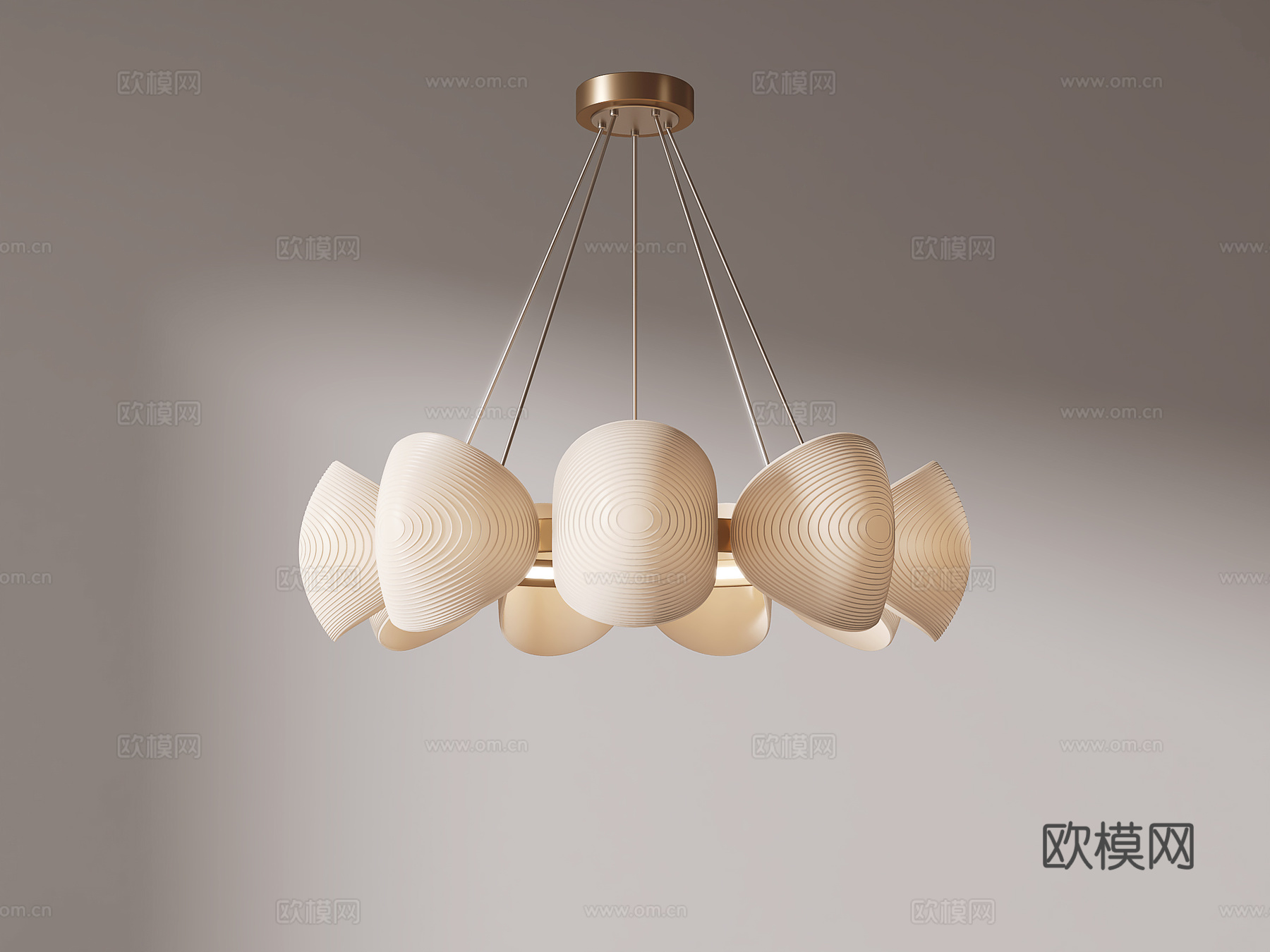 奶油风吊灯3d模型下载