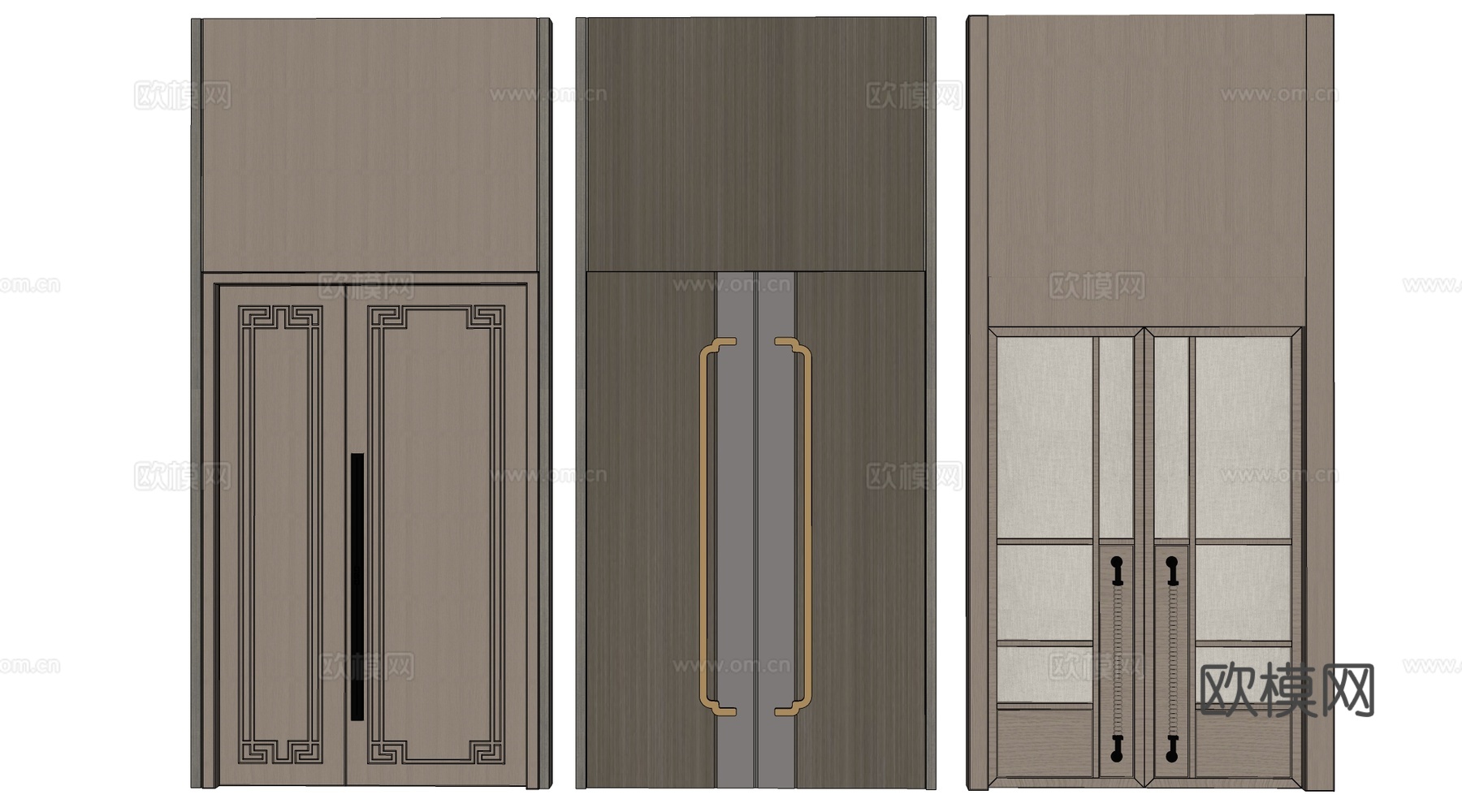 现代宴会厅门 会议室门 双开门 实木门su模型