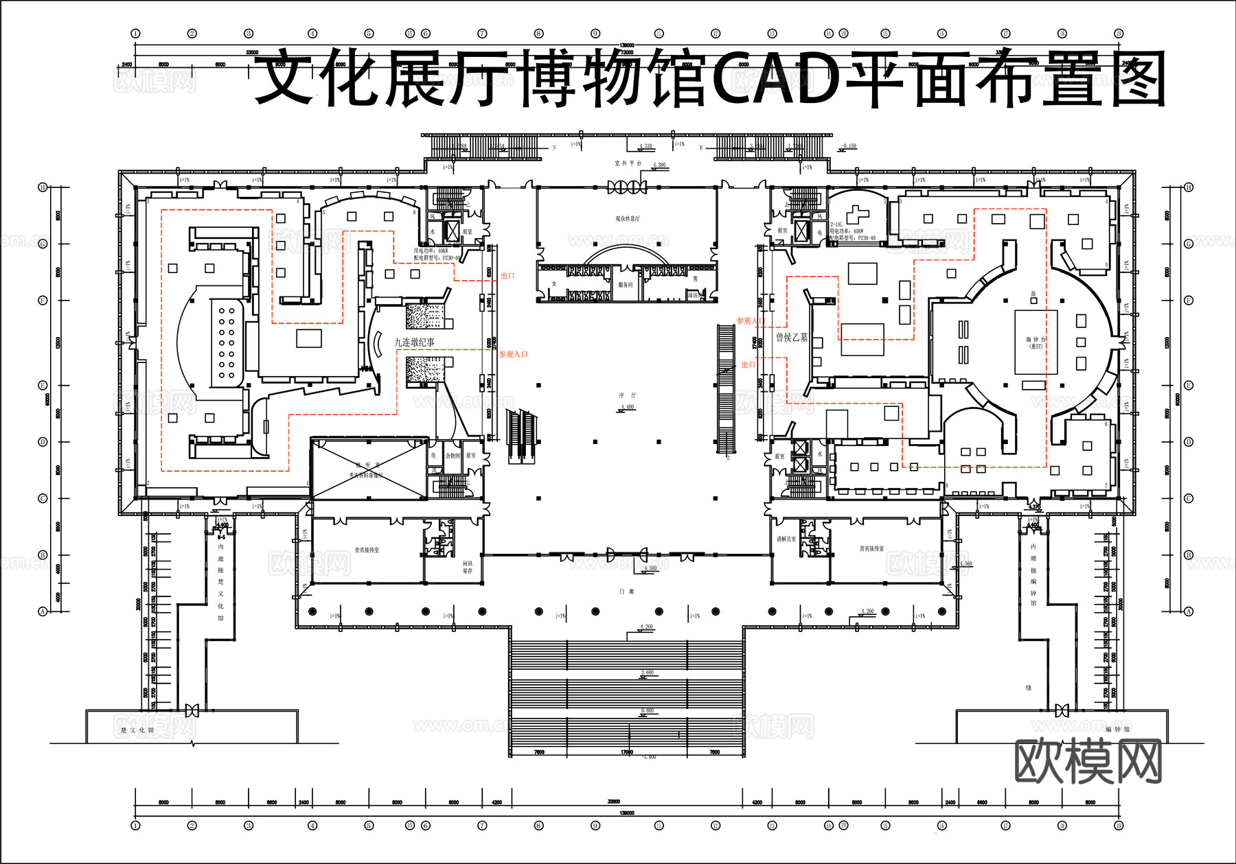 文化博物馆展厅平面图cad施工图下载