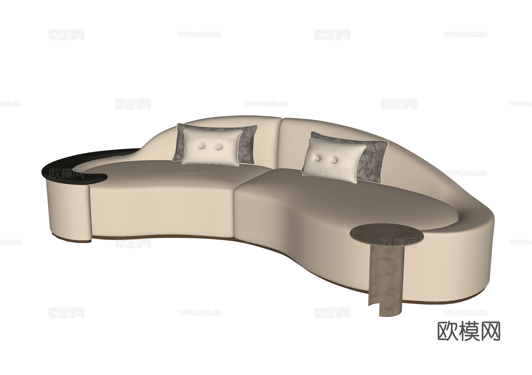 轻奢弧形沙发su模型下载（渲染图2）