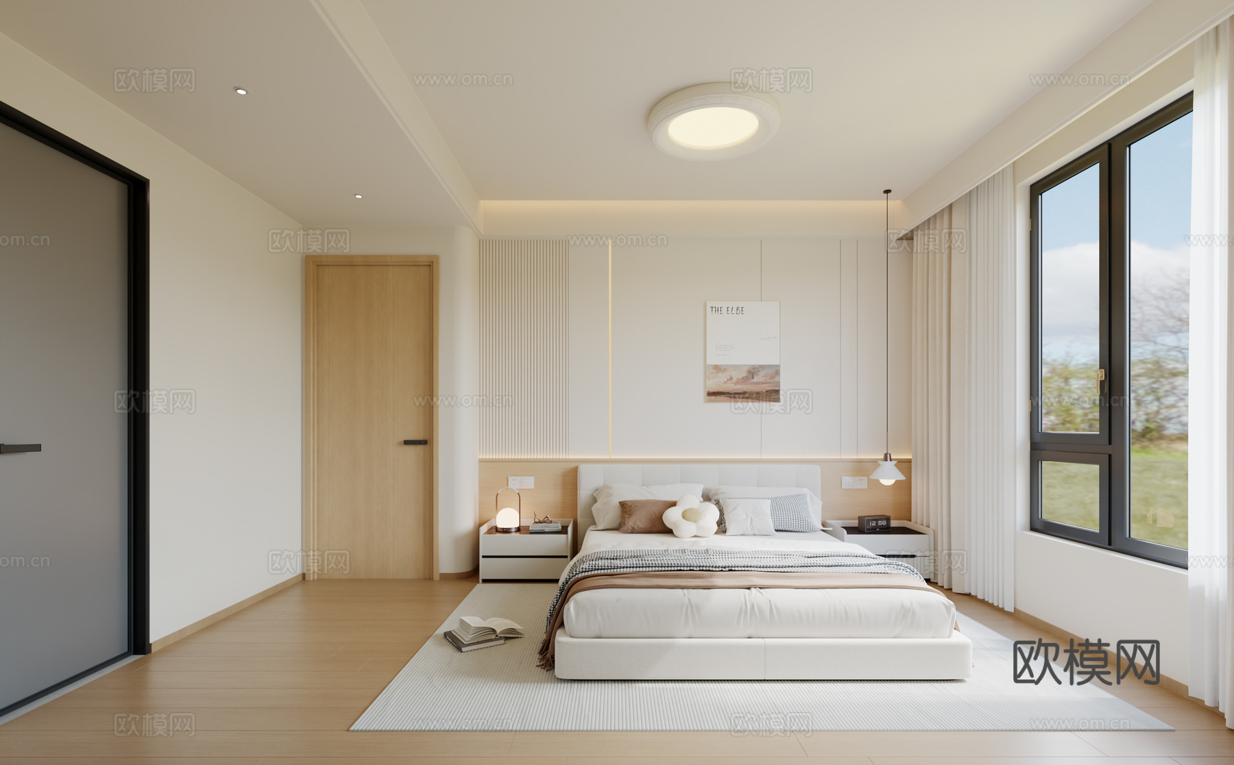 原木风长辈老人房 现代老人房 现代原木卧室 奶油原木卧室3d模型下载