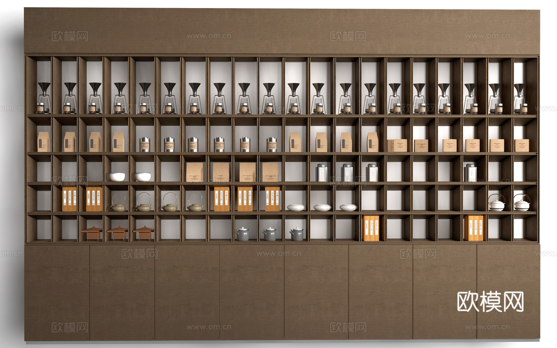 现代咖啡展示架 咖啡展示柜 咖啡用品柜su模型