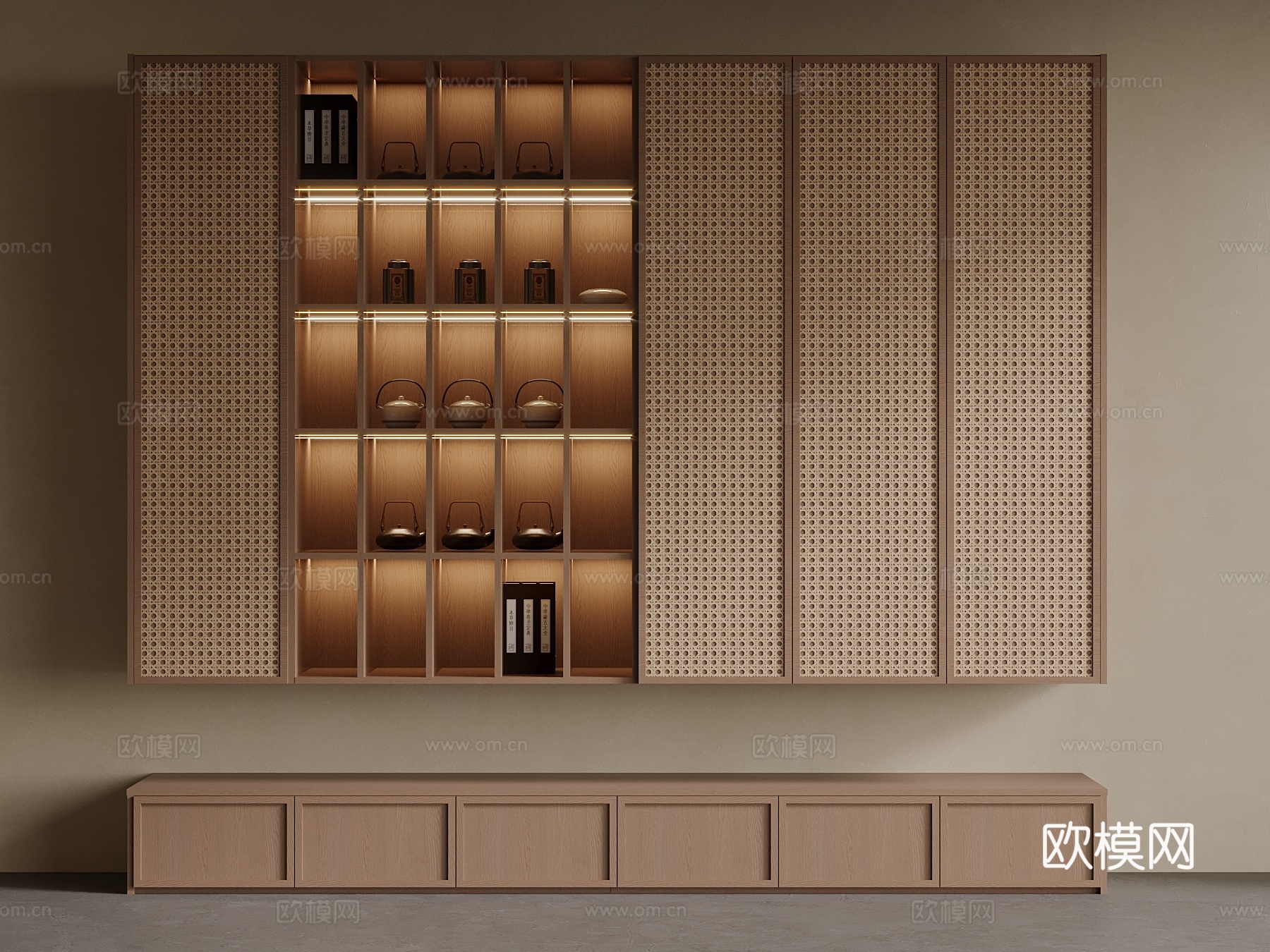 新中式茶叶柜 书柜3d模型下载