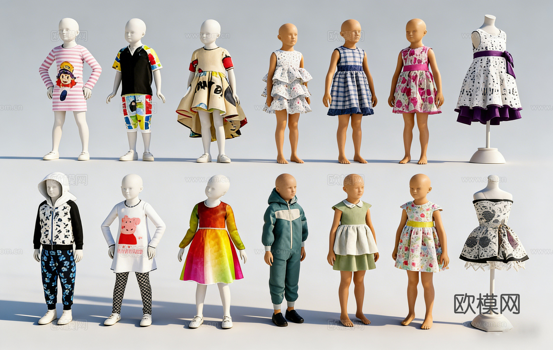 多风格童装 儿童人体模型 ​ 儿童模型童装  小猪佩奇 宝宝su模型