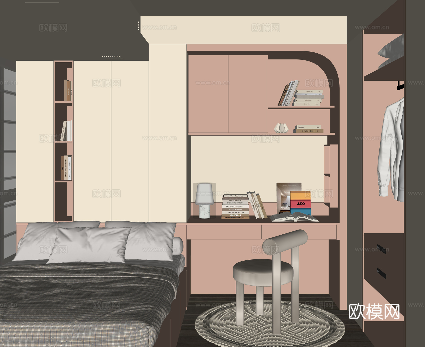 现代榻榻米卧室su模型