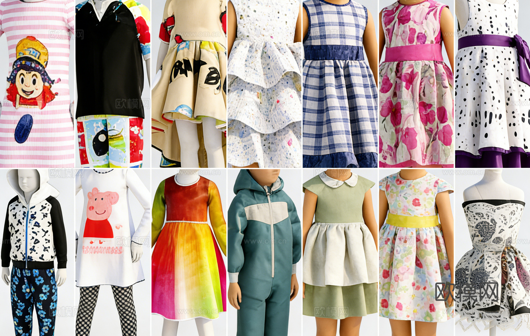 多风格童装 儿童人体模型 ​ 儿童模型童装  小猪佩奇 宝宝su模型