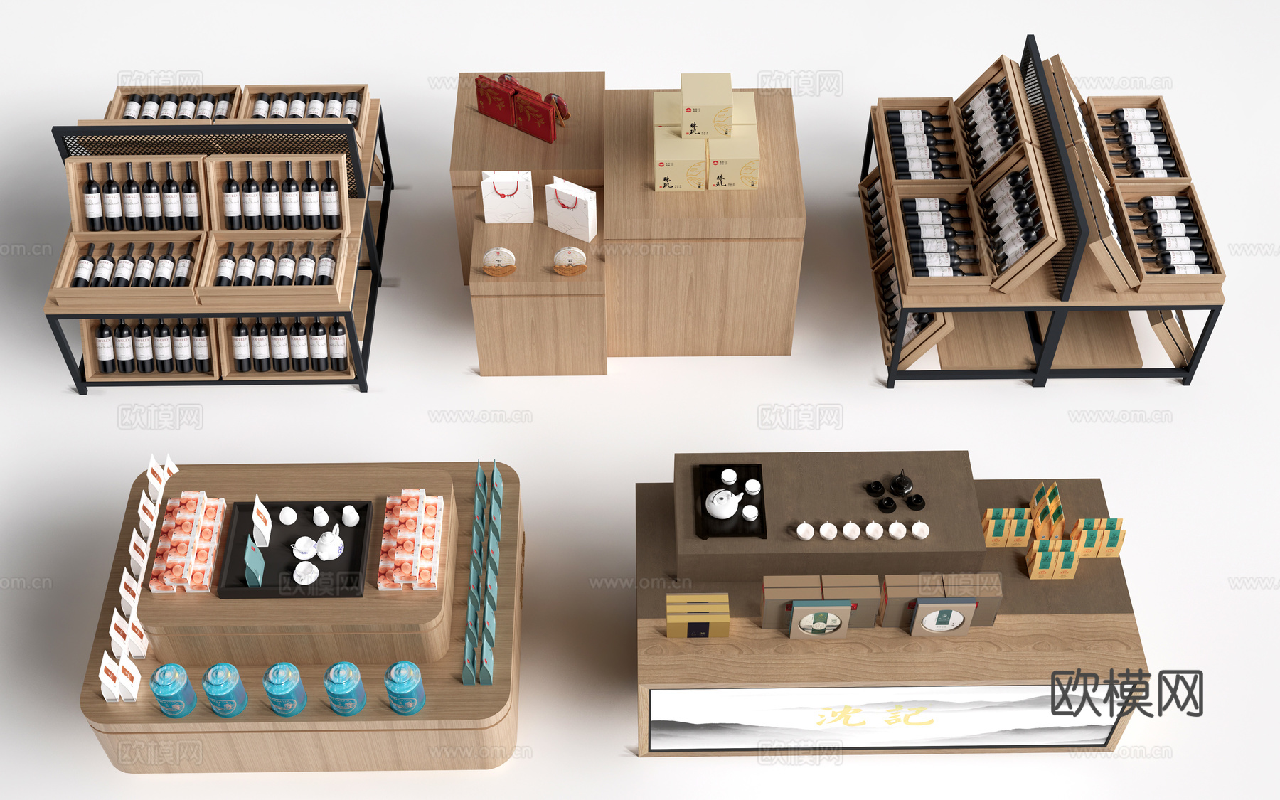 现代文创展台 文创展柜 文创展架 民俗小品su模型