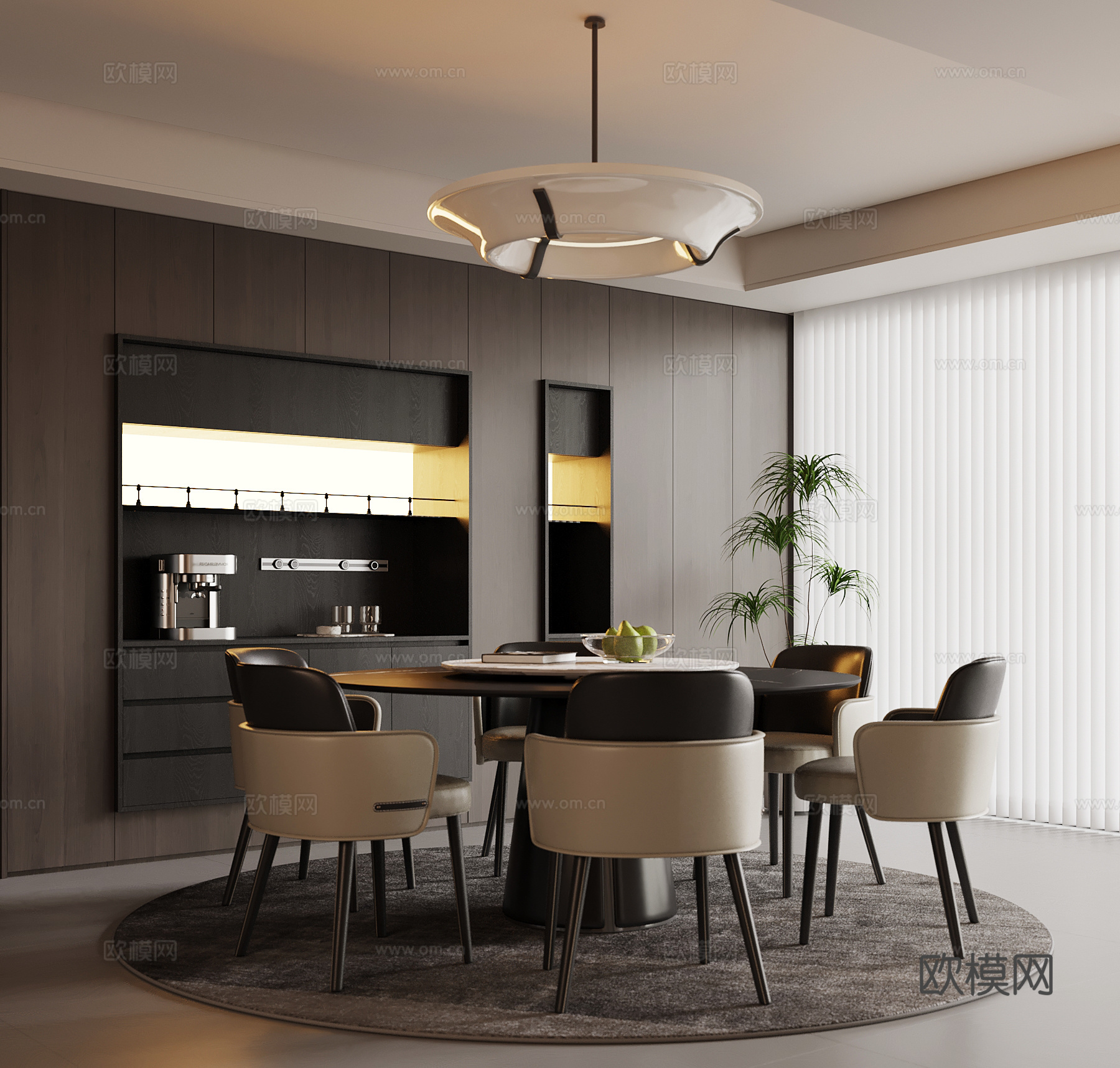 现代意式书房 书柜 书桌椅su模型su模型