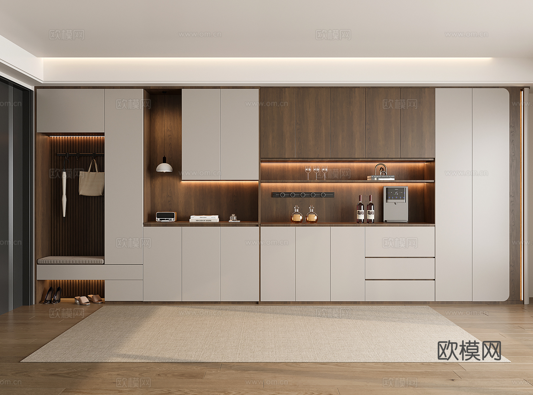现代入户鞋柜酒柜一体柜 餐边柜 鞋柜 装饰柜su模型