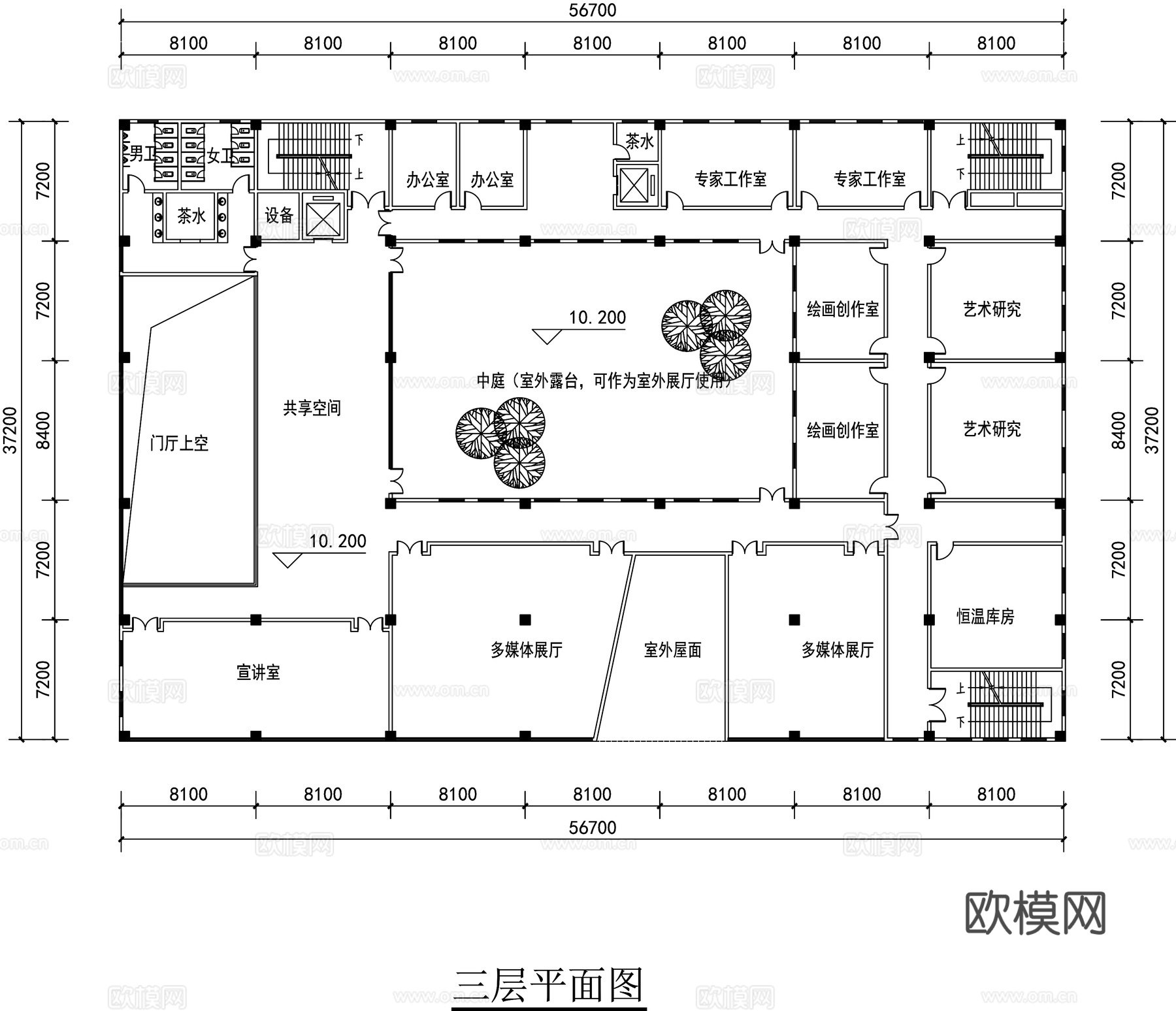 展厅博物馆平面图CADcad施工图下载（渲染图3）