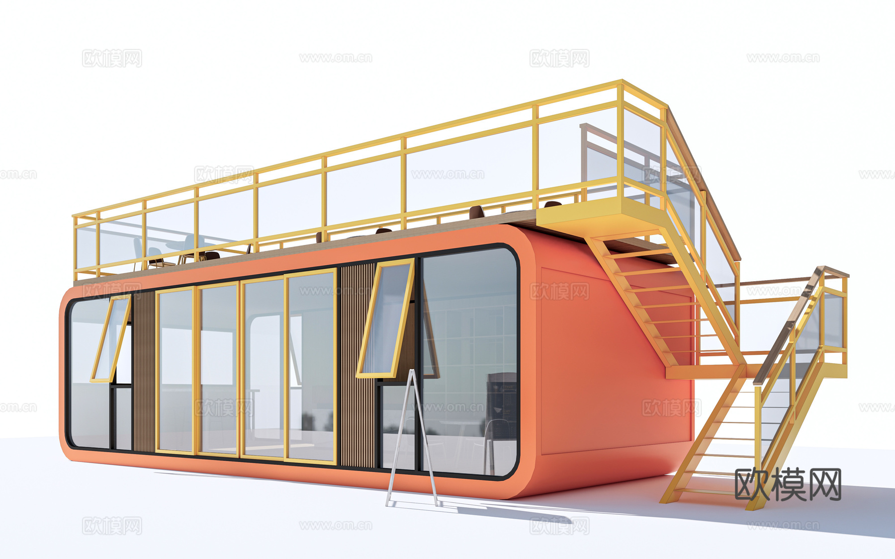 现代驿站建筑 商店建筑 集装箱建筑su模型
