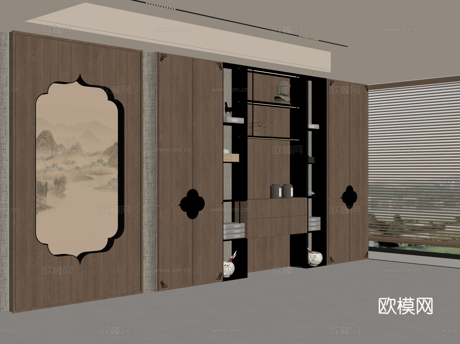 新中式茶柜 宋氏风置物柜su模型