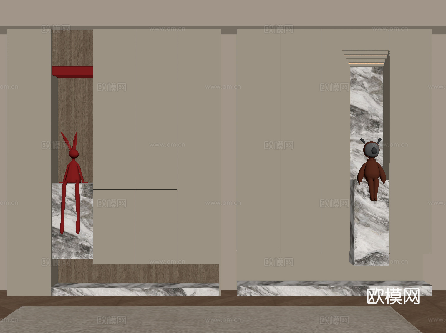 现代玄关 玄关柜su模型