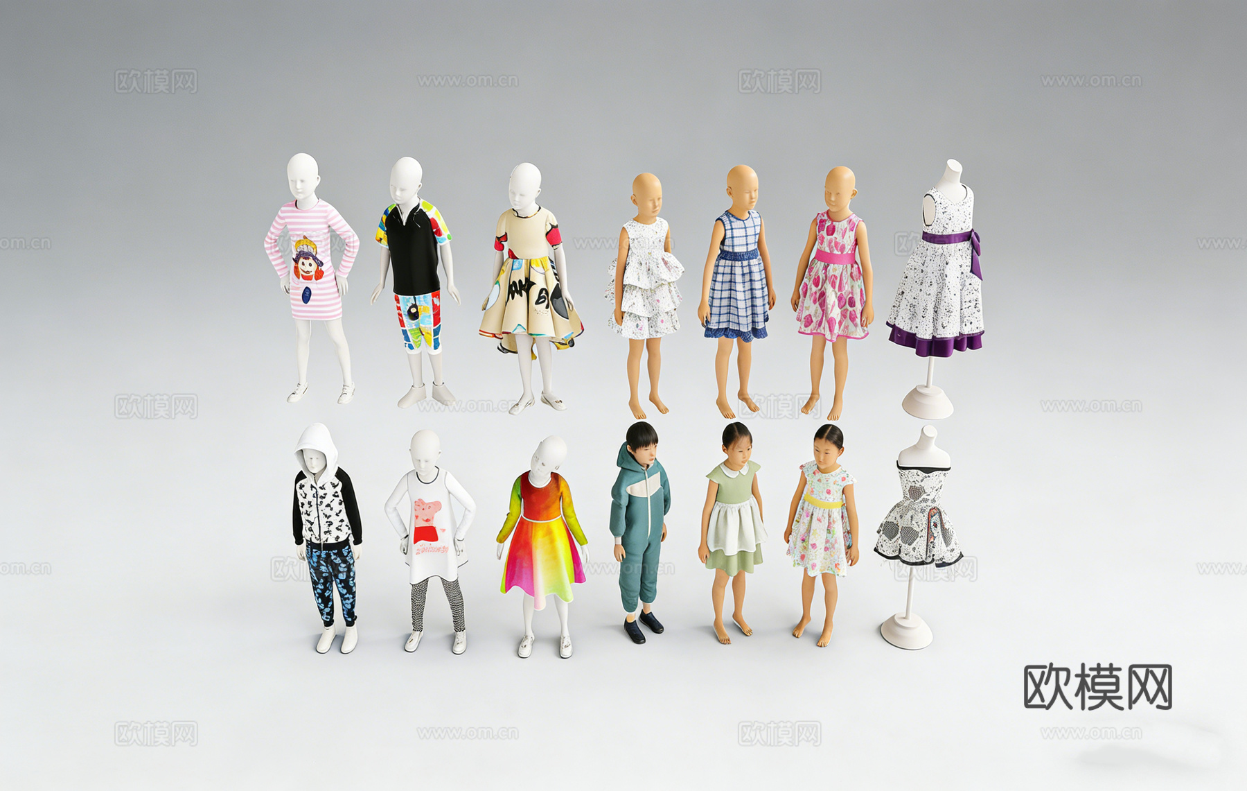 多风格童装 儿童人体模型 ​ 儿童模型童装  小猪佩奇 宝宝su模型