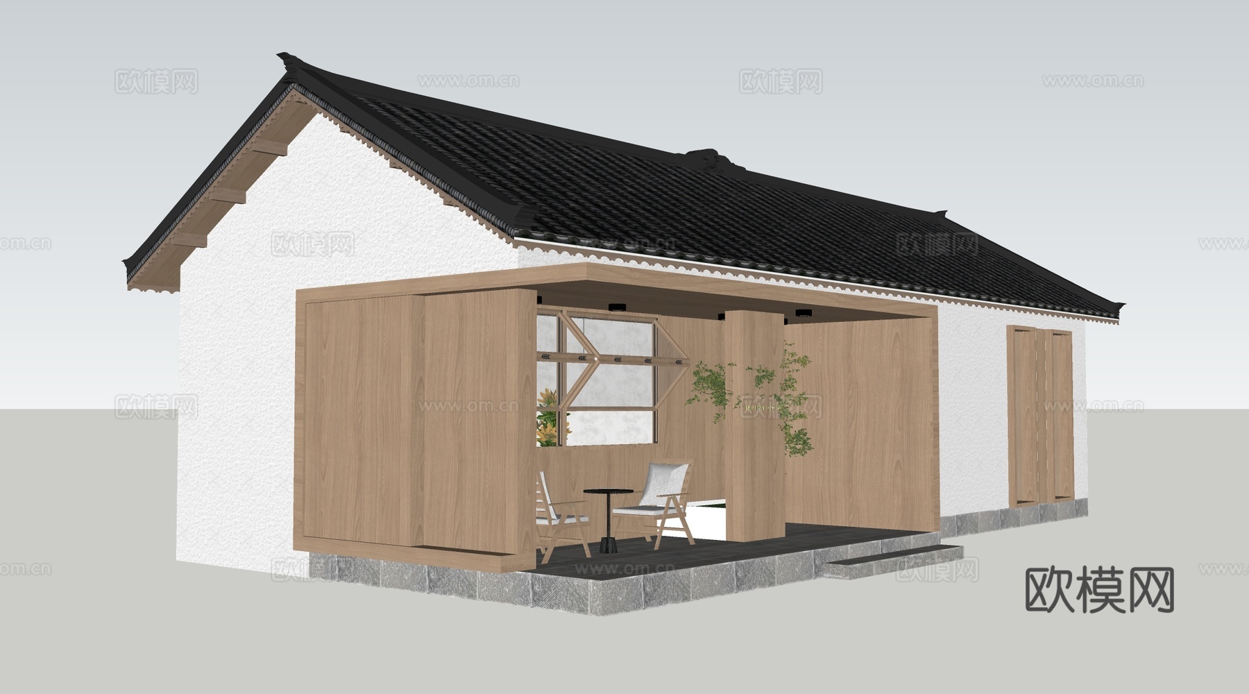 现代驿站建筑 商店建筑 咖啡厅建筑 小公建su模型