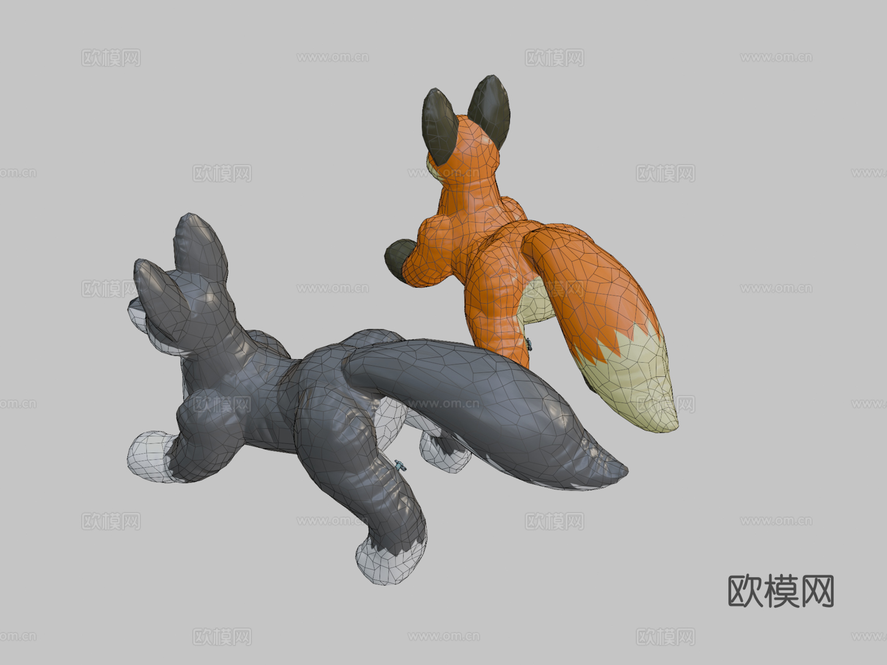 狐狸与狼泳池玩具su模型