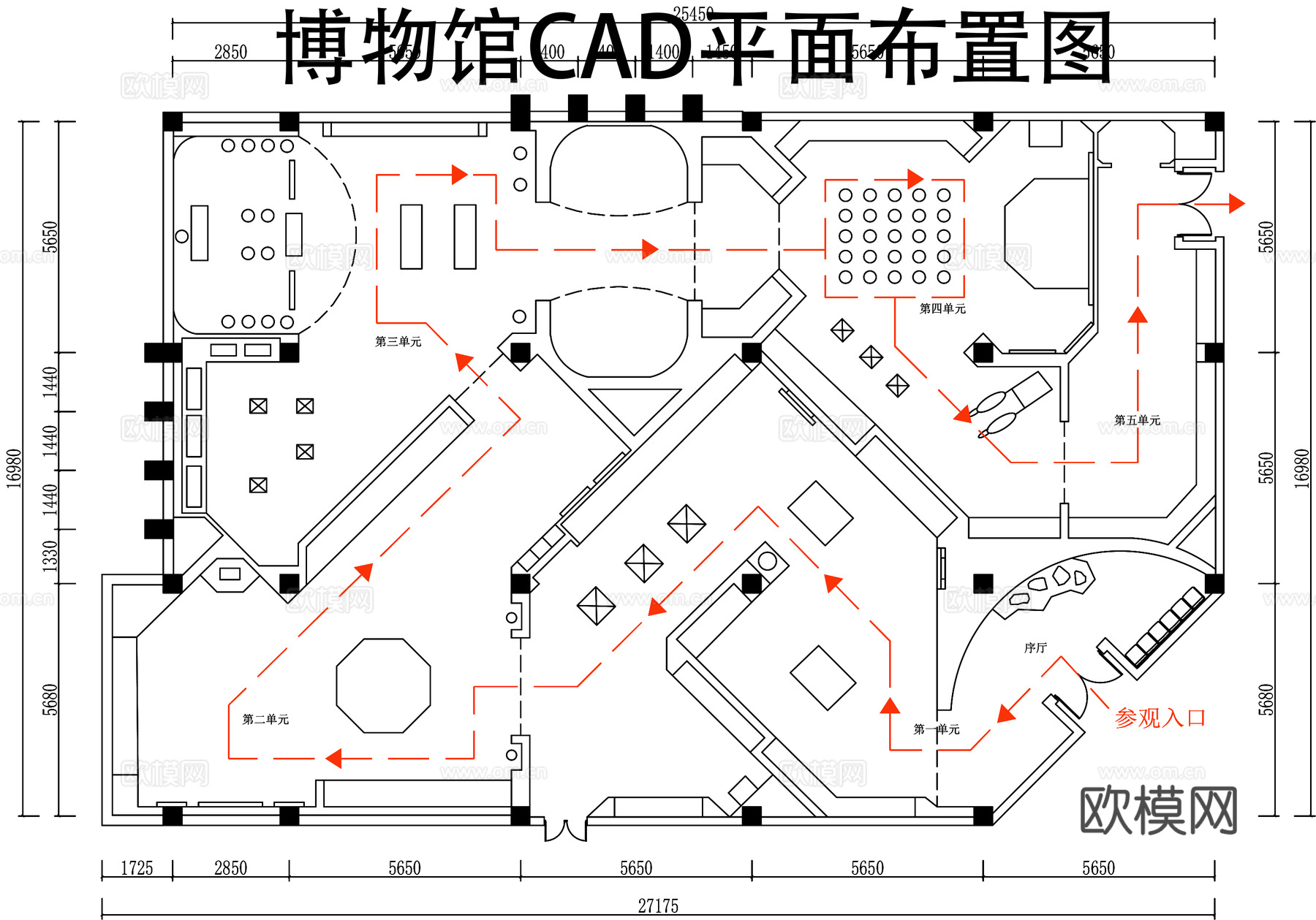 博物馆展厅平面图cad施工图