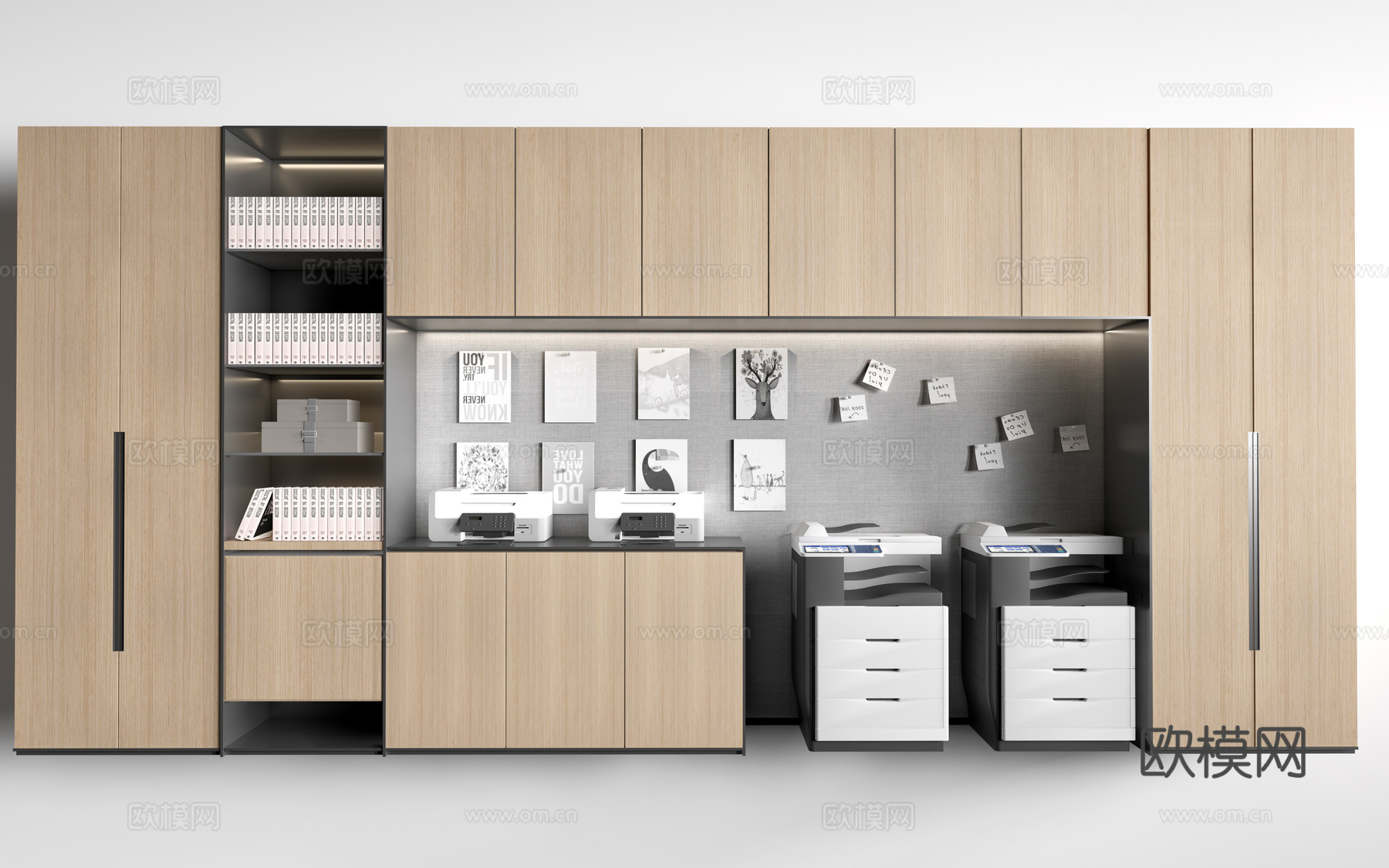 现代打印机柜 办公文件柜 档案柜su模型