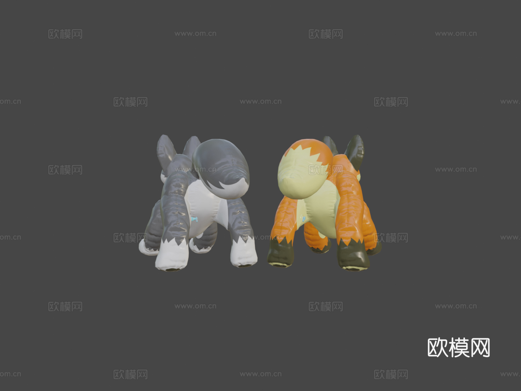 狐狸与狼泳池玩具su模型