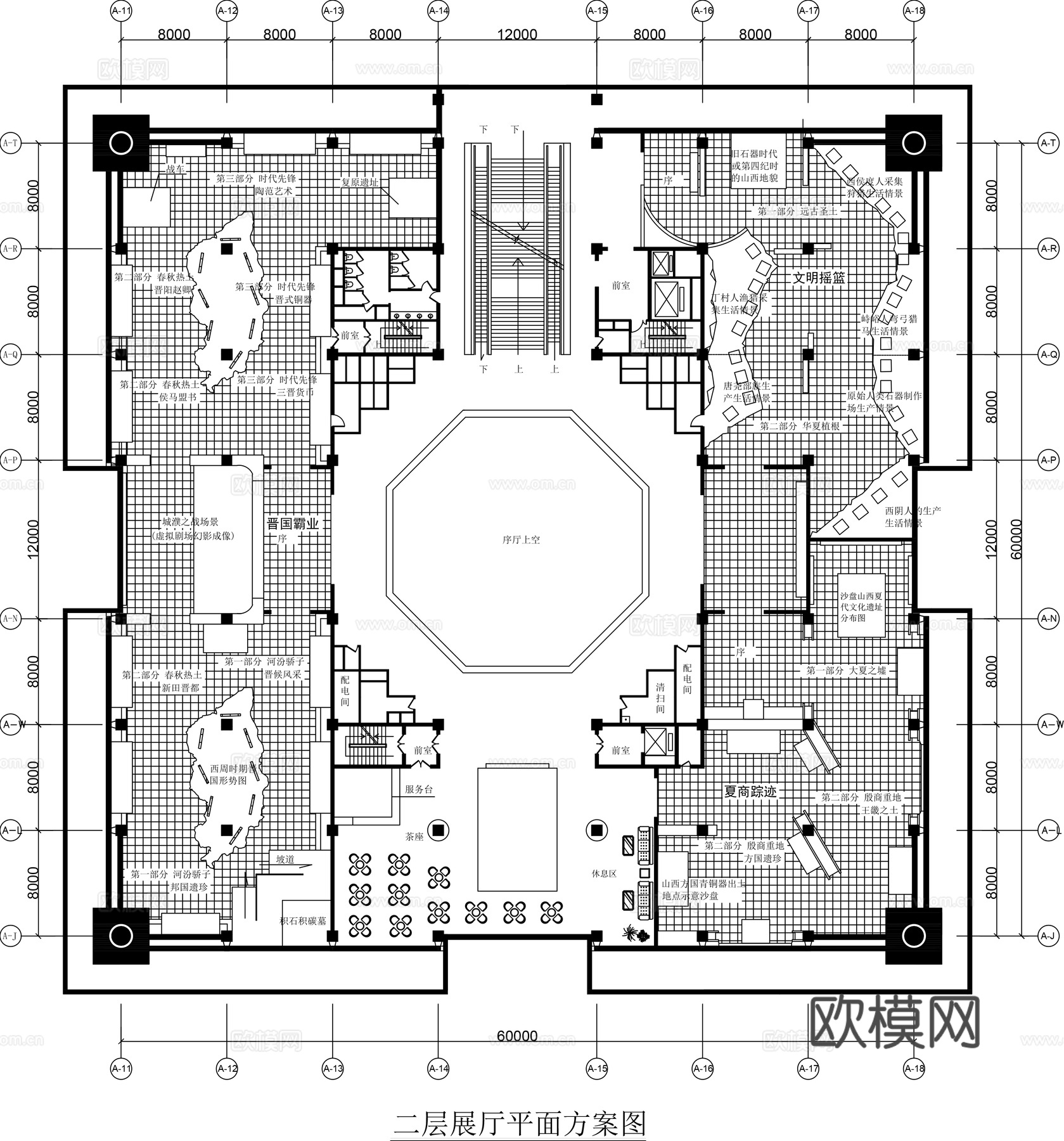 展厅博物馆平面图CADcad施工图下载（渲染图1）