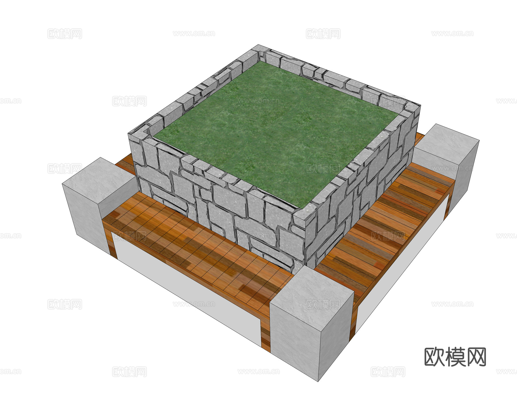景观树池坐凳su模型
