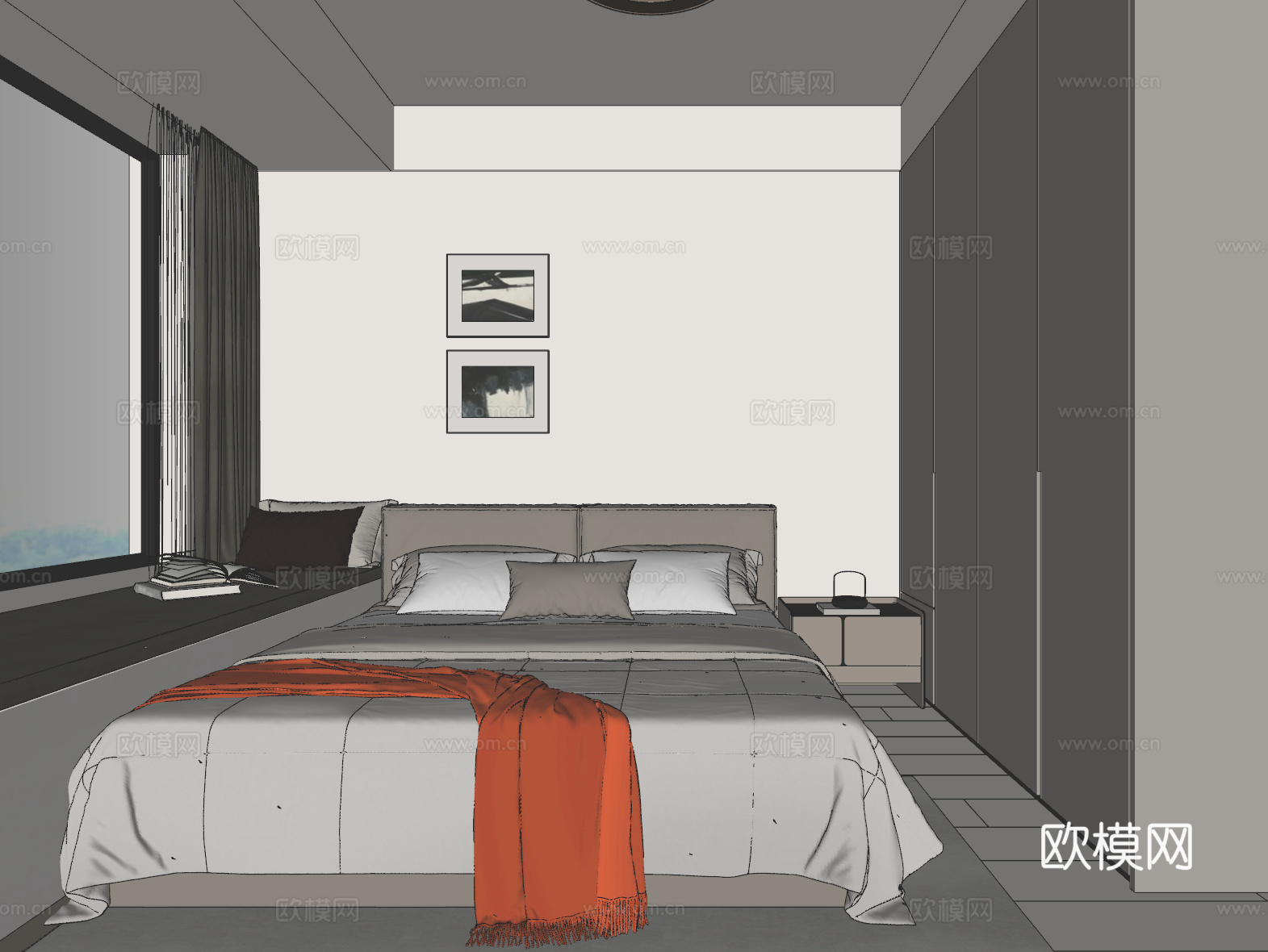 现代简约卧室su模型