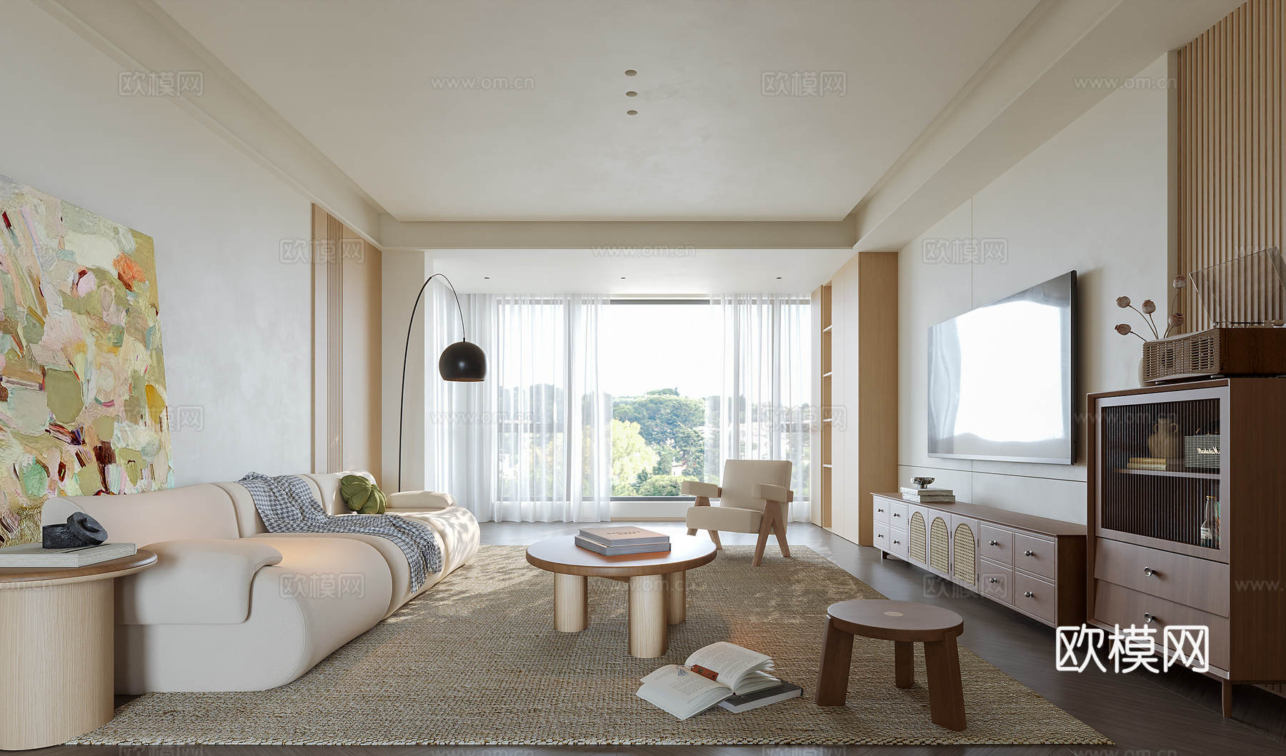 侘寂风客厅3d模型下载