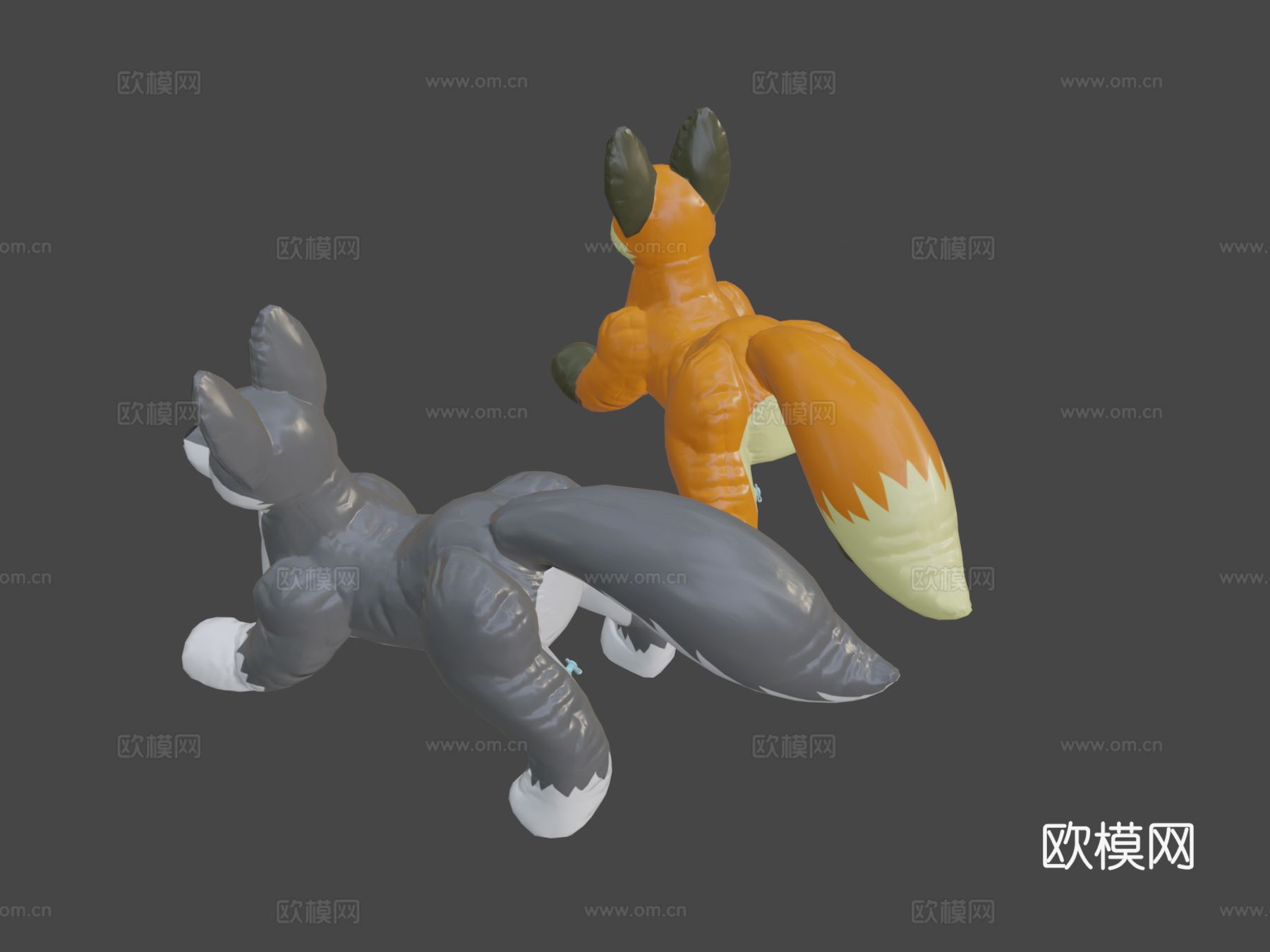 狐狸与狼泳池玩具su模型