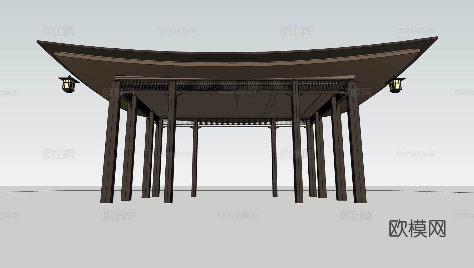 现代景观亭 庭院凉亭 休息亭su模型