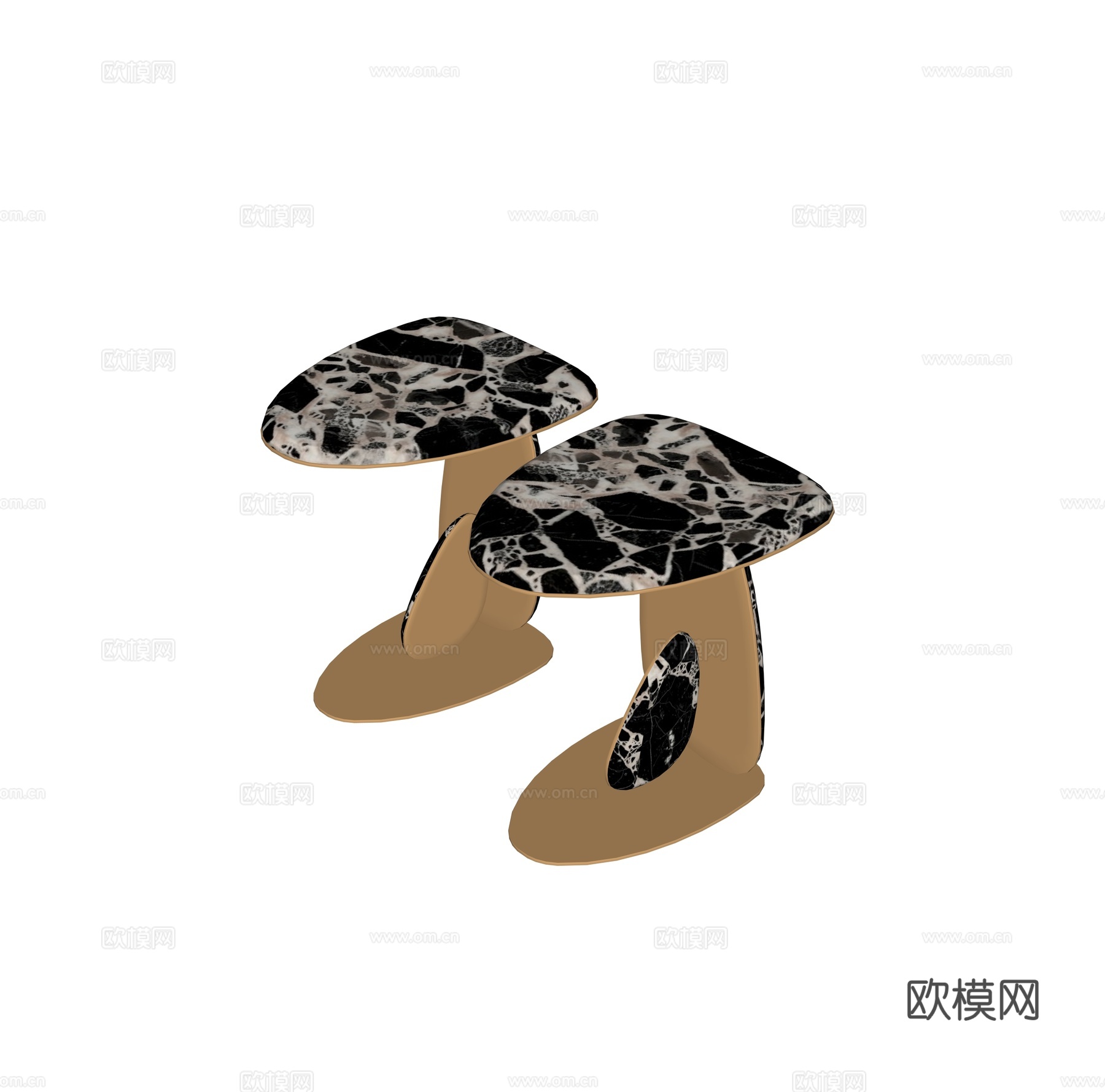 现代石材边几角几圆几su模型下载（渲染图2）