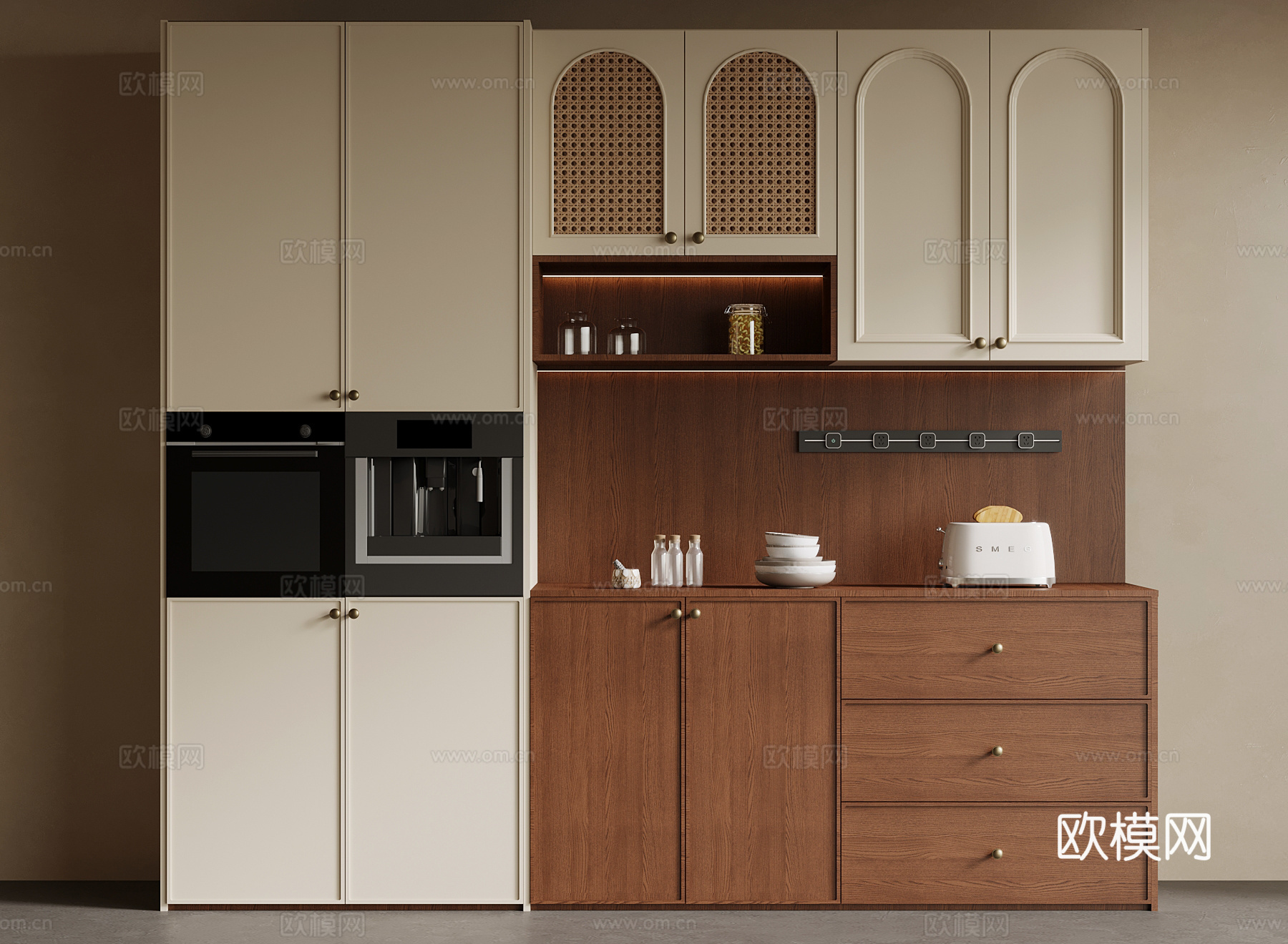 中古风酒柜 餐边柜su模型