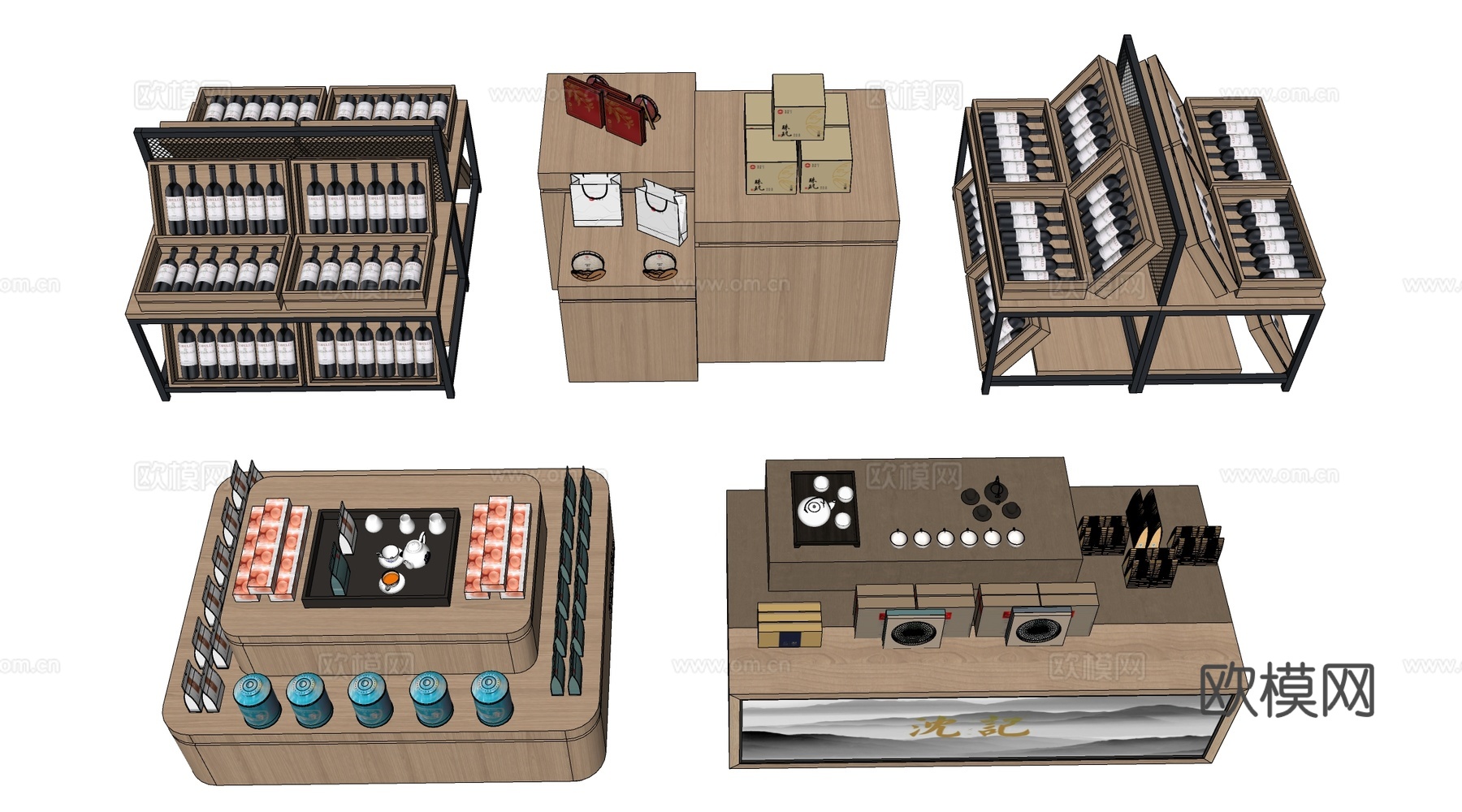 现代文创展台 文创展柜 文创展架 民俗小品su模型