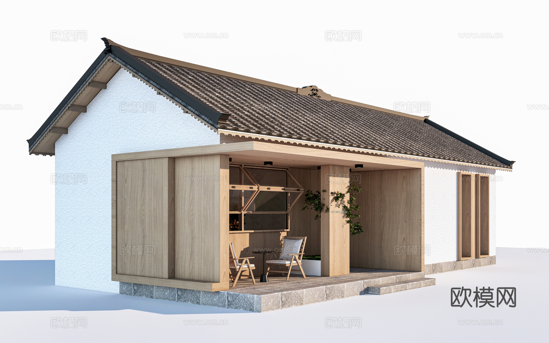 现代驿站建筑 商店建筑 咖啡厅建筑 小公建su模型