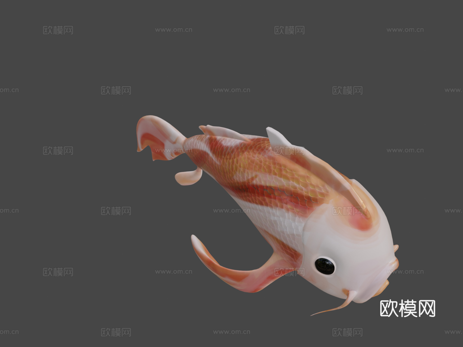 锦鲤橙色鱼su模型