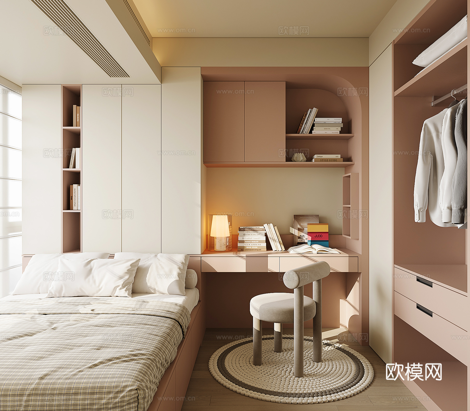 现代榻榻米卧室3d模型下载
