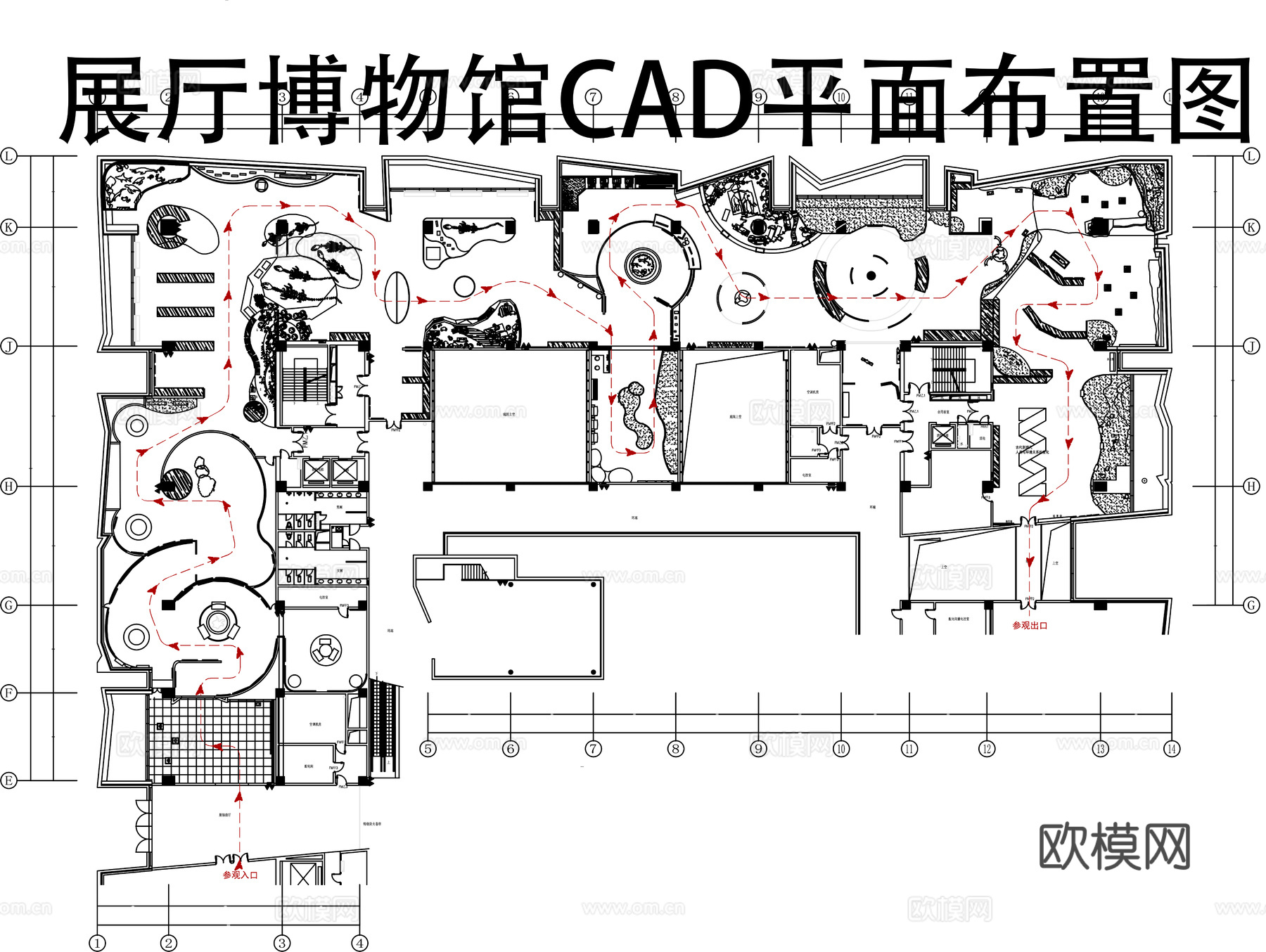 博物馆展厅平面图cad施工图