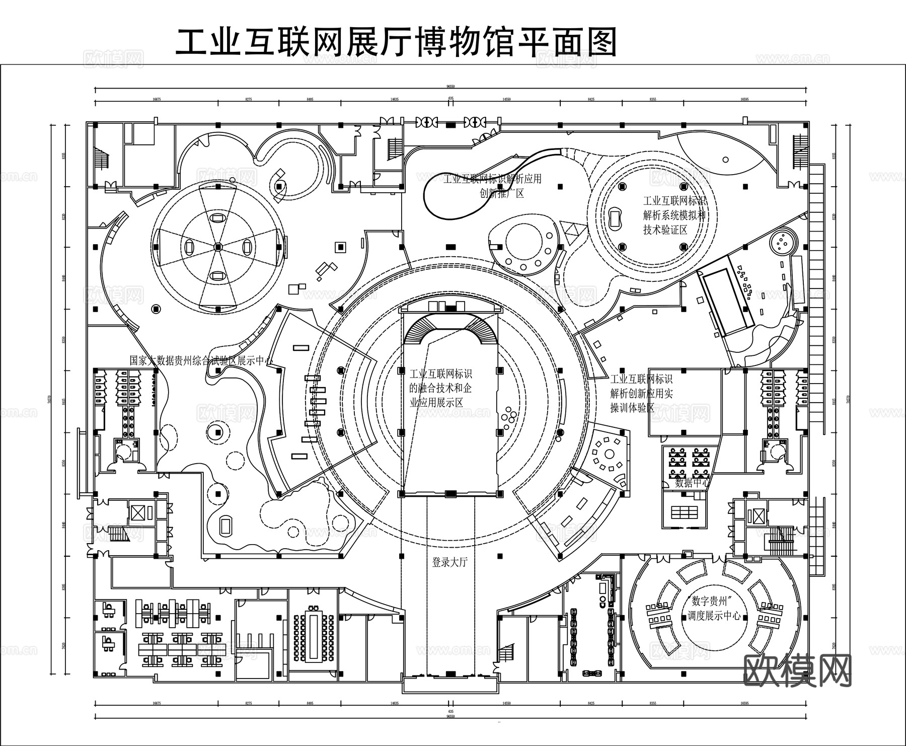 工业互联网展厅博物馆平面图cad施工图下载
