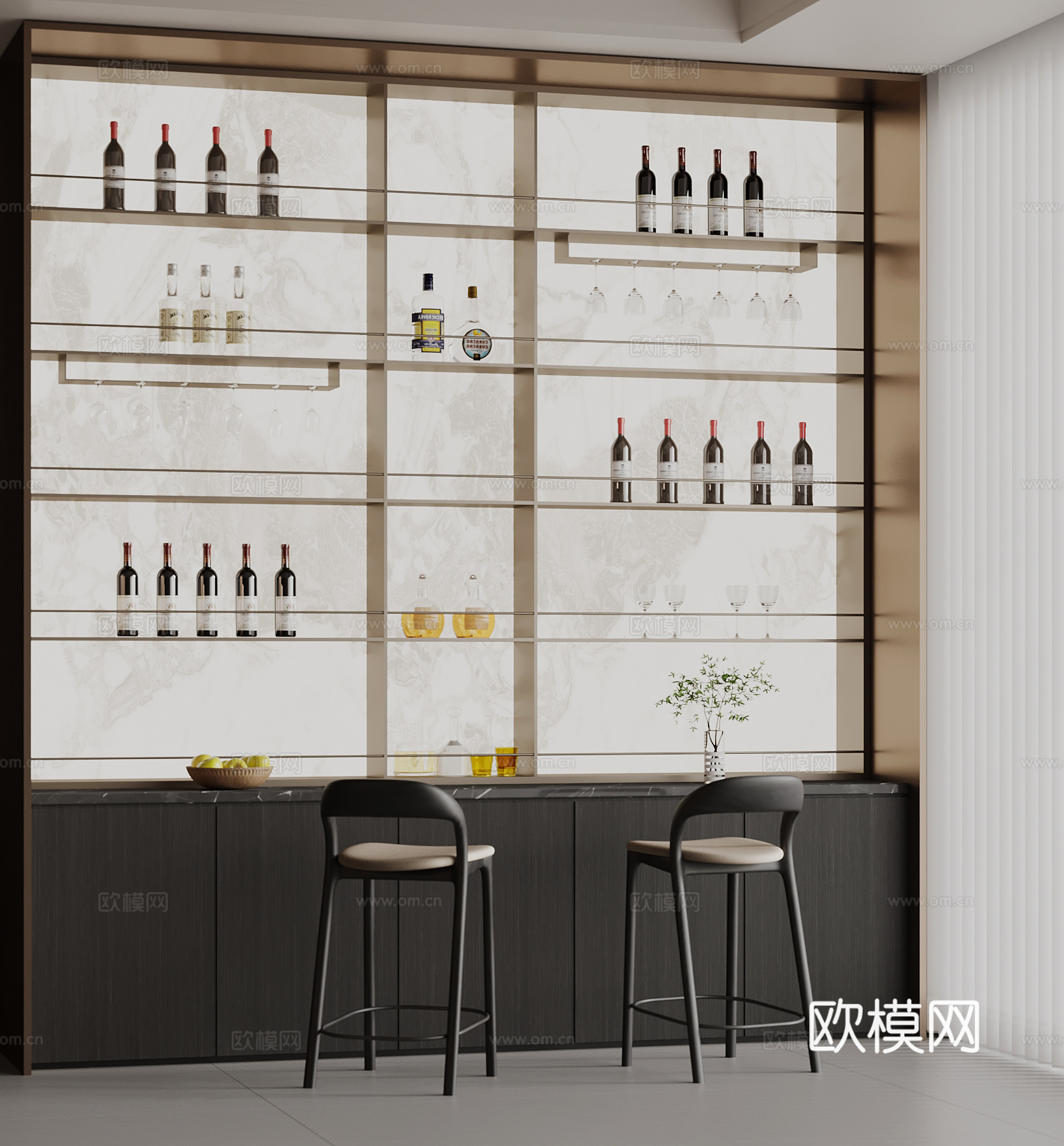 酒架 吧台su模型su模型