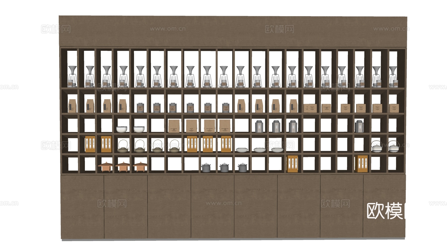 现代咖啡展示架 咖啡展示柜 咖啡用品柜su模型