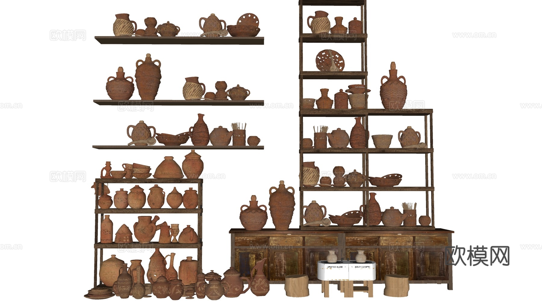 现代陶罐 陶艺器材 陶艺展品 陶罐摆件su模型