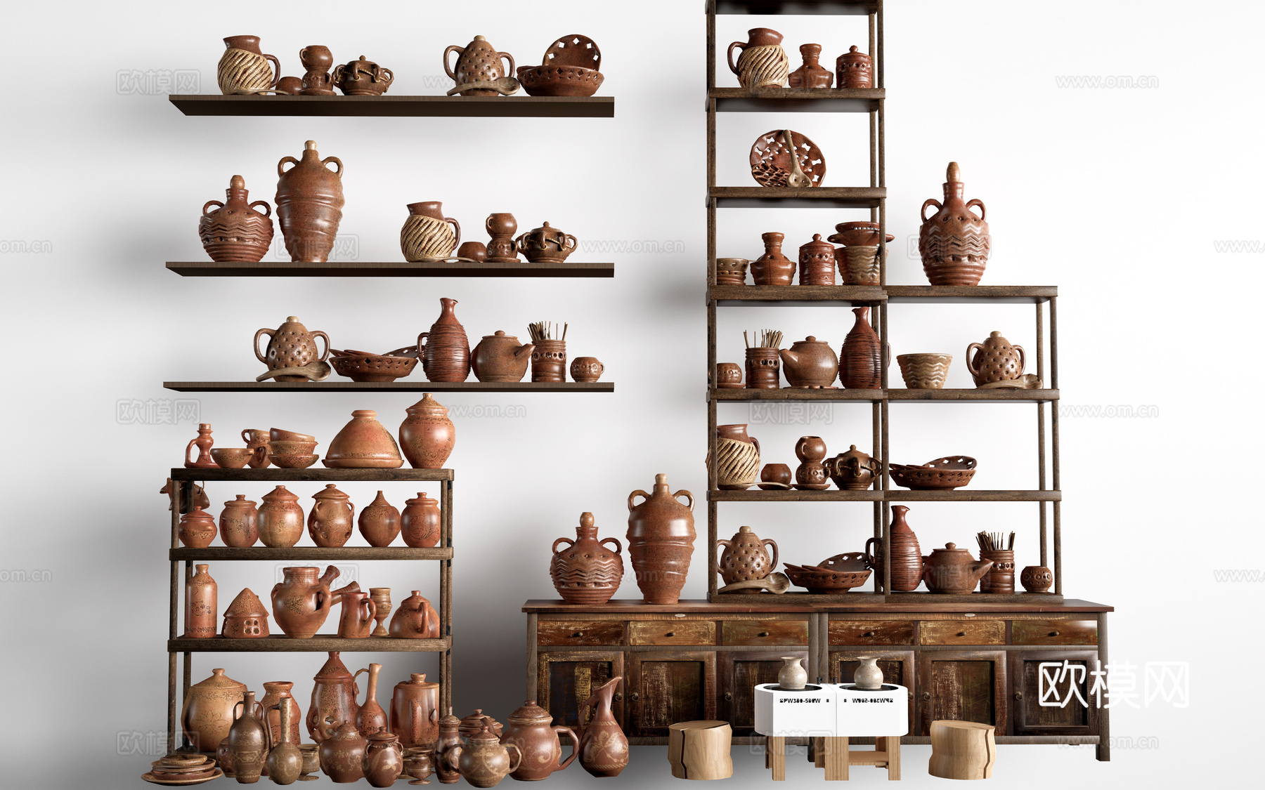 现代陶罐 陶艺器材 陶艺展品 陶罐摆件su模型