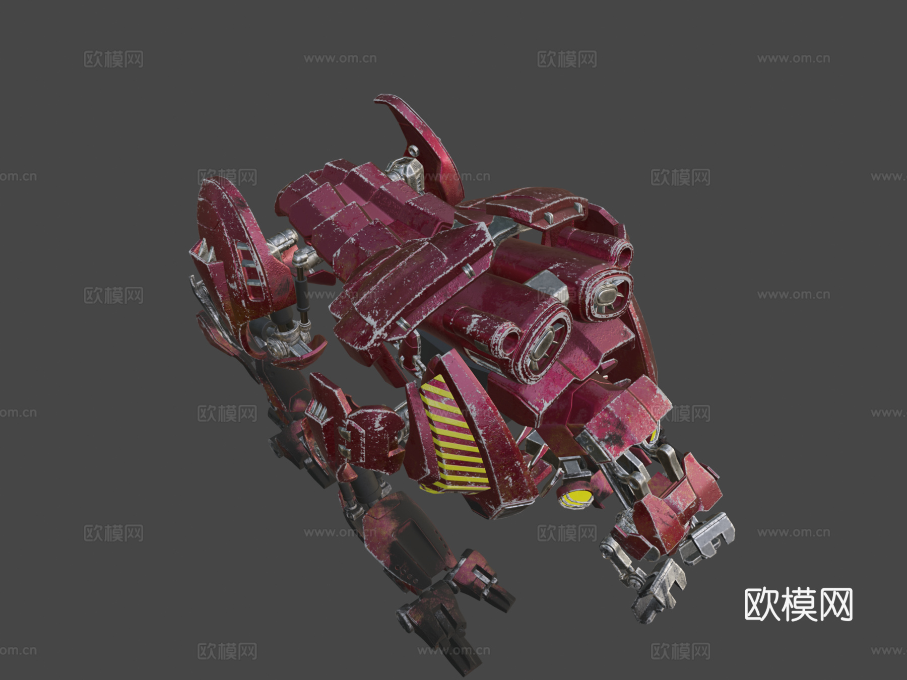 暗红四足机器人su模型