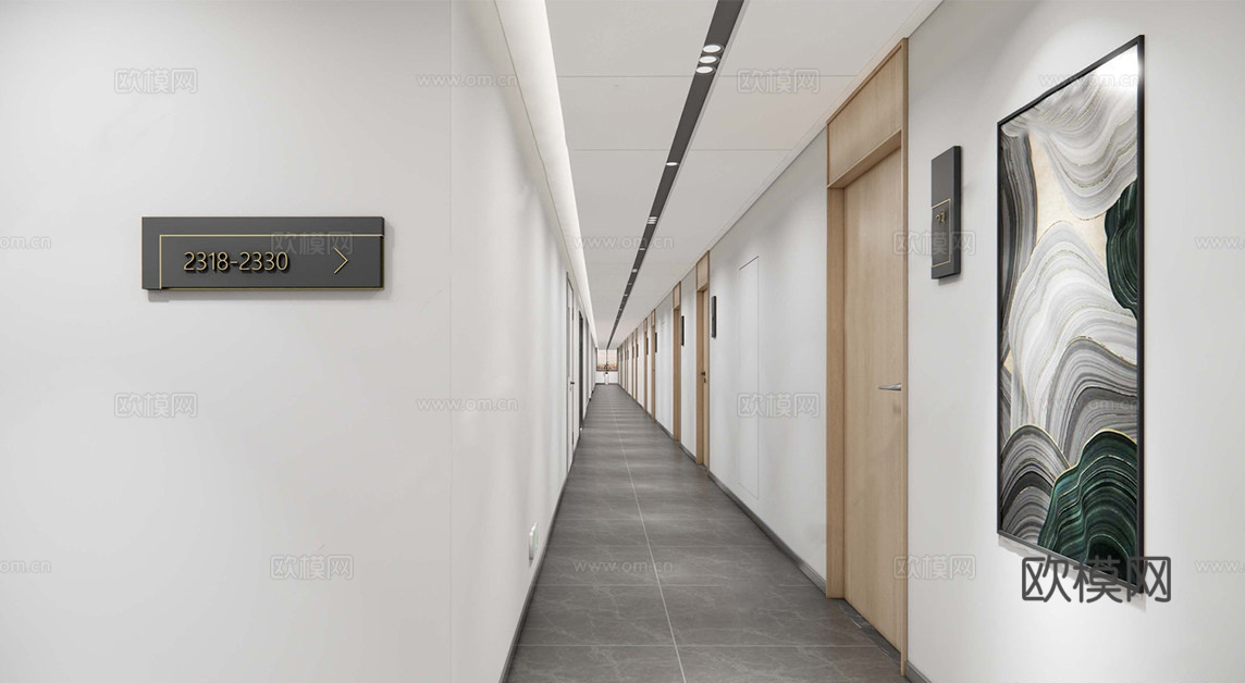 现代酒店玄关过道 酒店廊道su模型