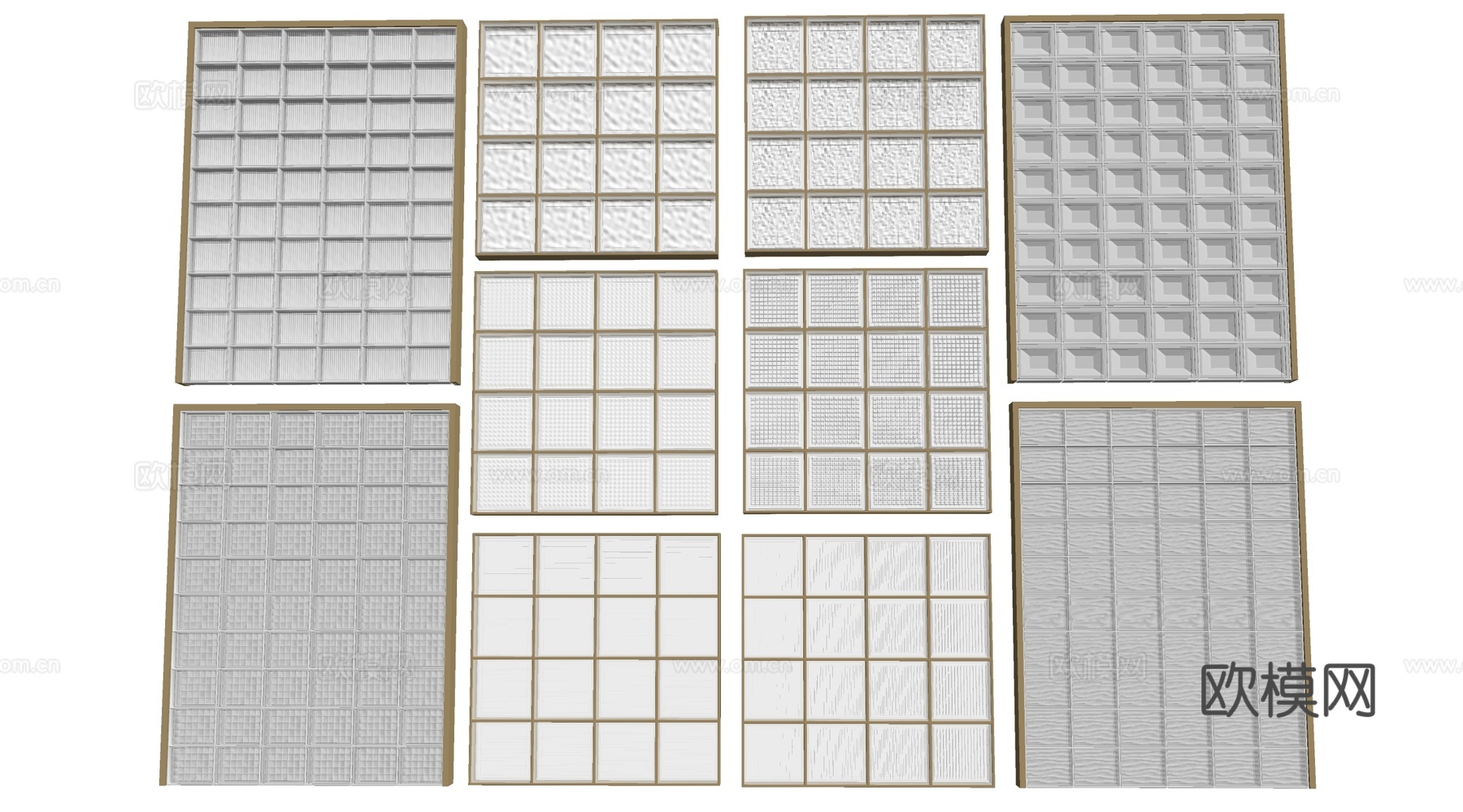 现代玻璃砖隔断 长虹玻璃 水晶砖隔断 玻璃砖屏风 艺术玻璃砖su模型