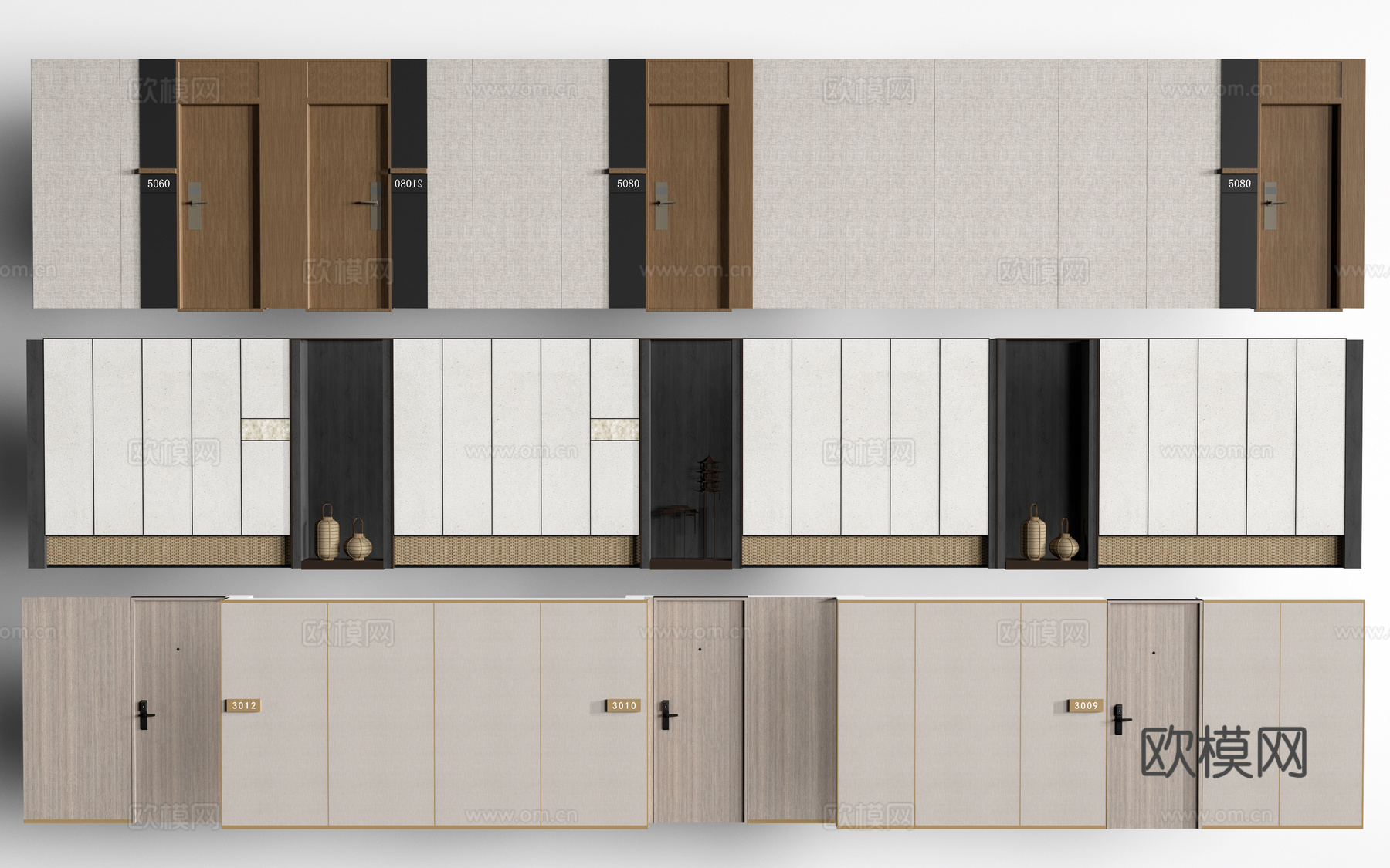 现代办公室走廊 酒店走廊 过道su模型