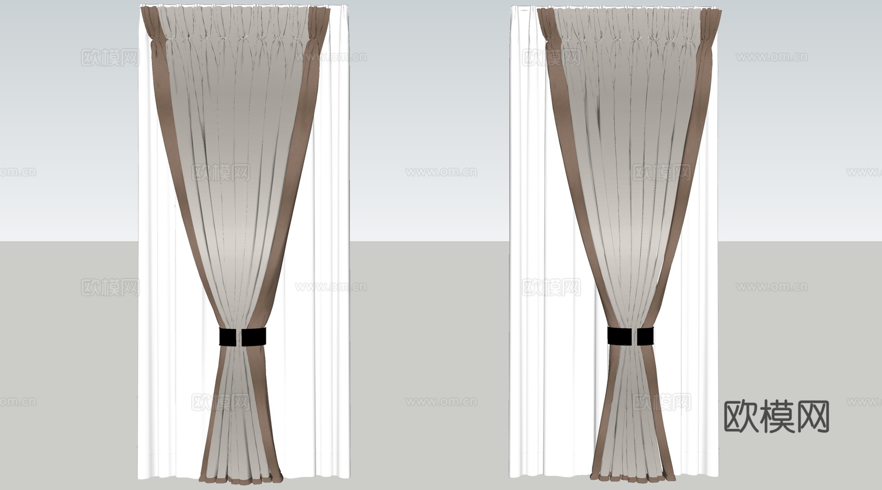 现代宴会厅窗帘 布艺窗帘 纱帘su模型