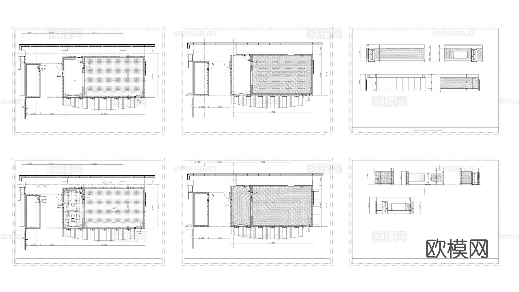 舞蹈教室平面图纸cad施工图下载
